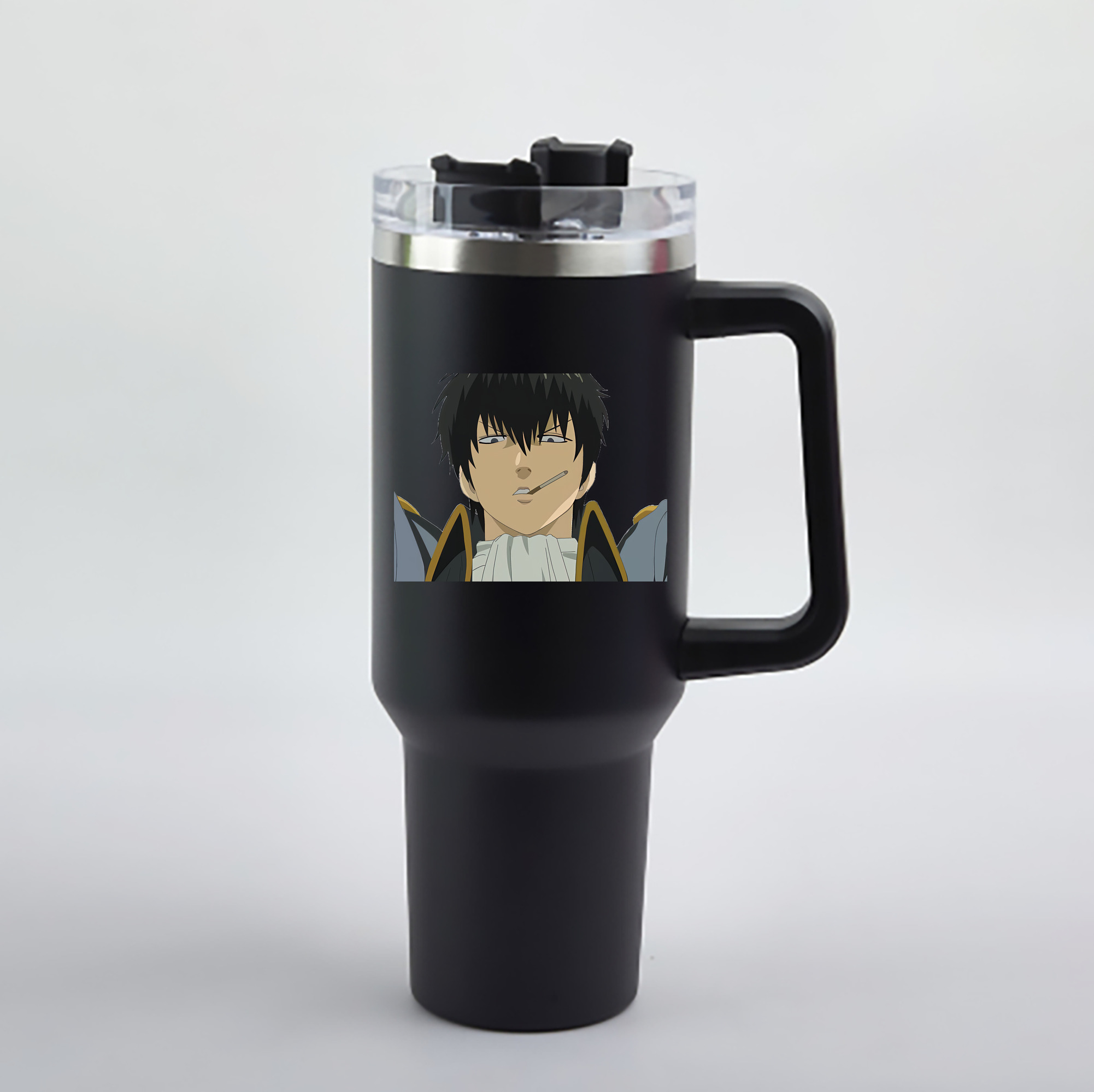 （画像用） ぎんたま 坂田銀時（さかたぎんとき） 神楽 志村新八（しむら しんぱち） GINTAMA Sakata Gintoki Kagura Shimura Shinpachi 1200mL車用タンブラー - クリスタルステッカー（プラスチックストロー付き）