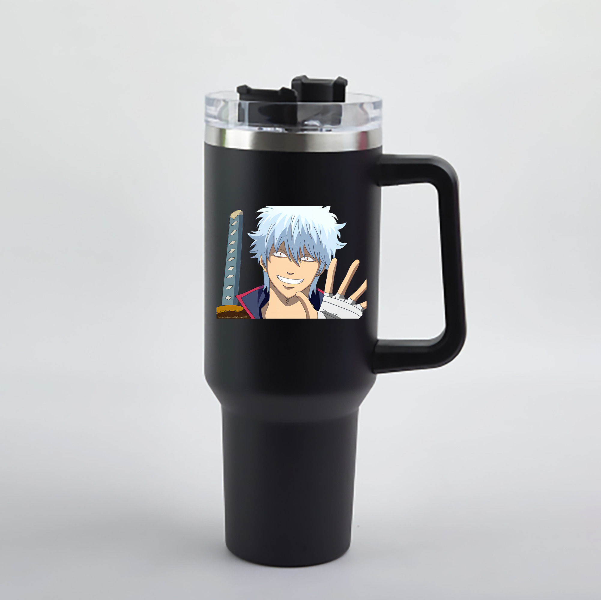 （画像用） ぎんたま 坂田銀時（さかたぎんとき） 神楽 志村新八（しむら しんぱち） GINTAMA Sakata Gintoki Kagura Shimura Shinpachi 1200mL車用タンブラー - クリスタルステッカー（プラスチックストロー付き）