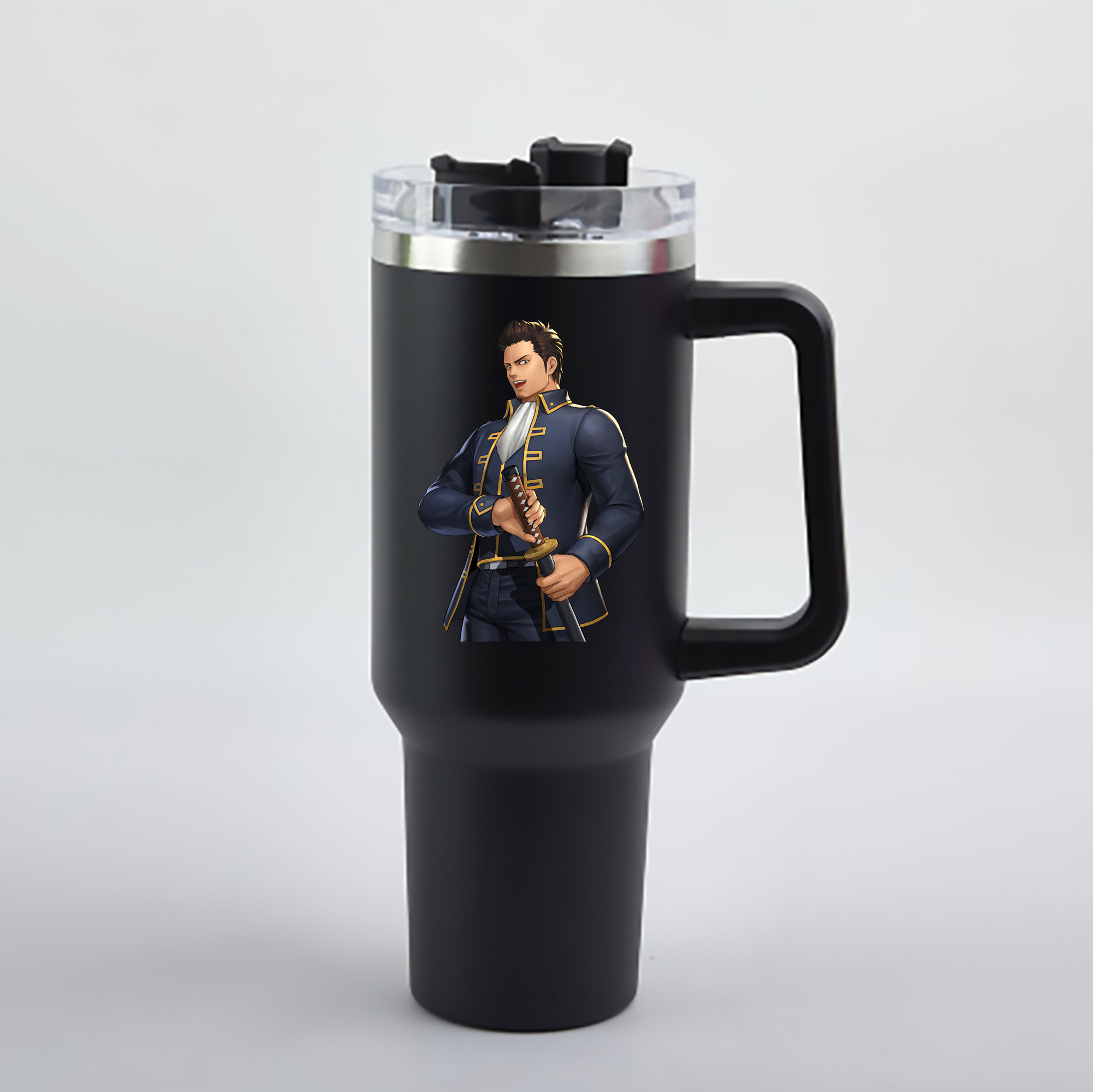 （画像用） ぎんたま 坂田銀時（さかたぎんとき） 神楽 志村新八（しむら しんぱち） GINTAMA Sakata Gintoki Kagura Shimura Shinpachi 1200mL車用タンブラー - クリスタルステッカー（プラスチックストロー付き）