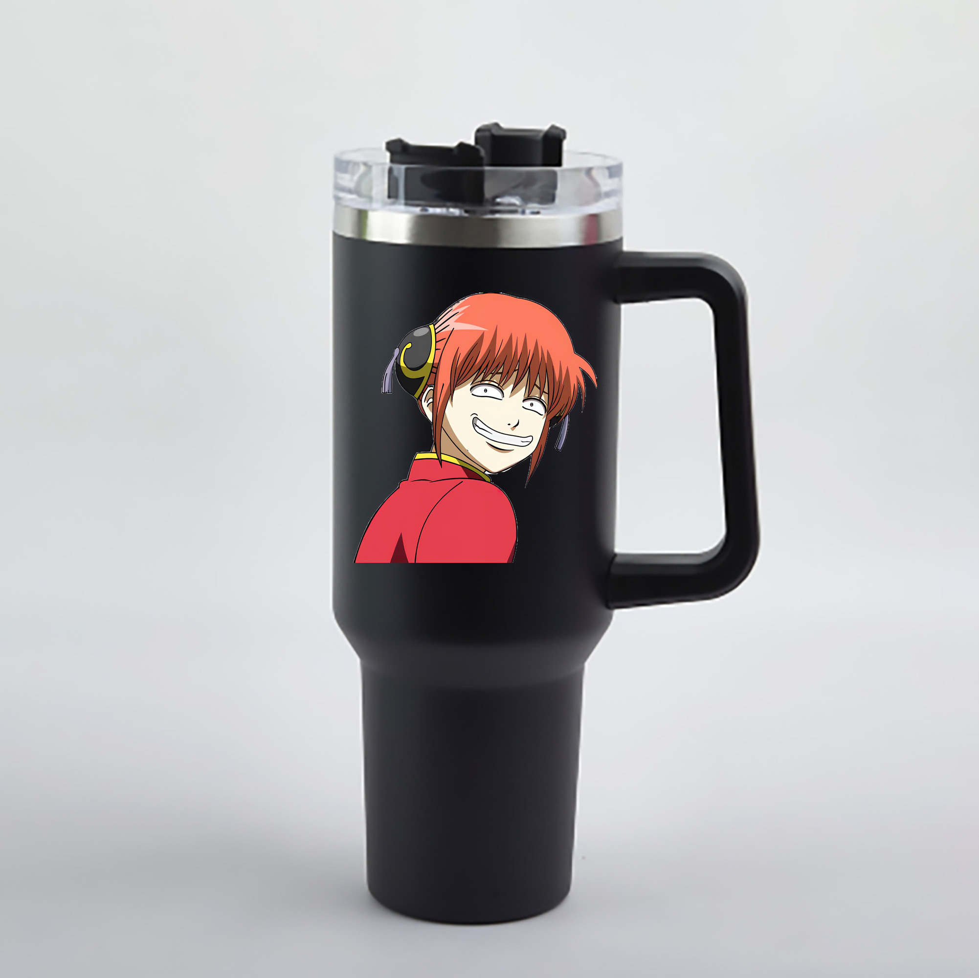 （画像用） ぎんたま 坂田銀時（さかたぎんとき） 神楽 志村新八（しむら しんぱち） GINTAMA Sakata Gintoki Kagura Shimura Shinpachi 1200mL車用タンブラー - クリスタルステッカー（プラスチックストロー付き）