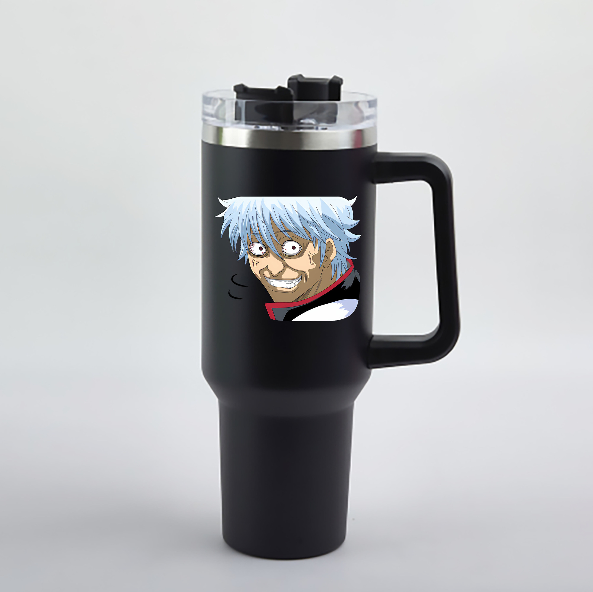 （画像用） ぎんたま 坂田銀時（さかたぎんとき） 神楽 志村新八（しむら しんぱち） GINTAMA Sakata Gintoki Kagura Shimura Shinpachi 1200mL車用タンブラー - クリスタルステッカー（プラスチックストロー付き）