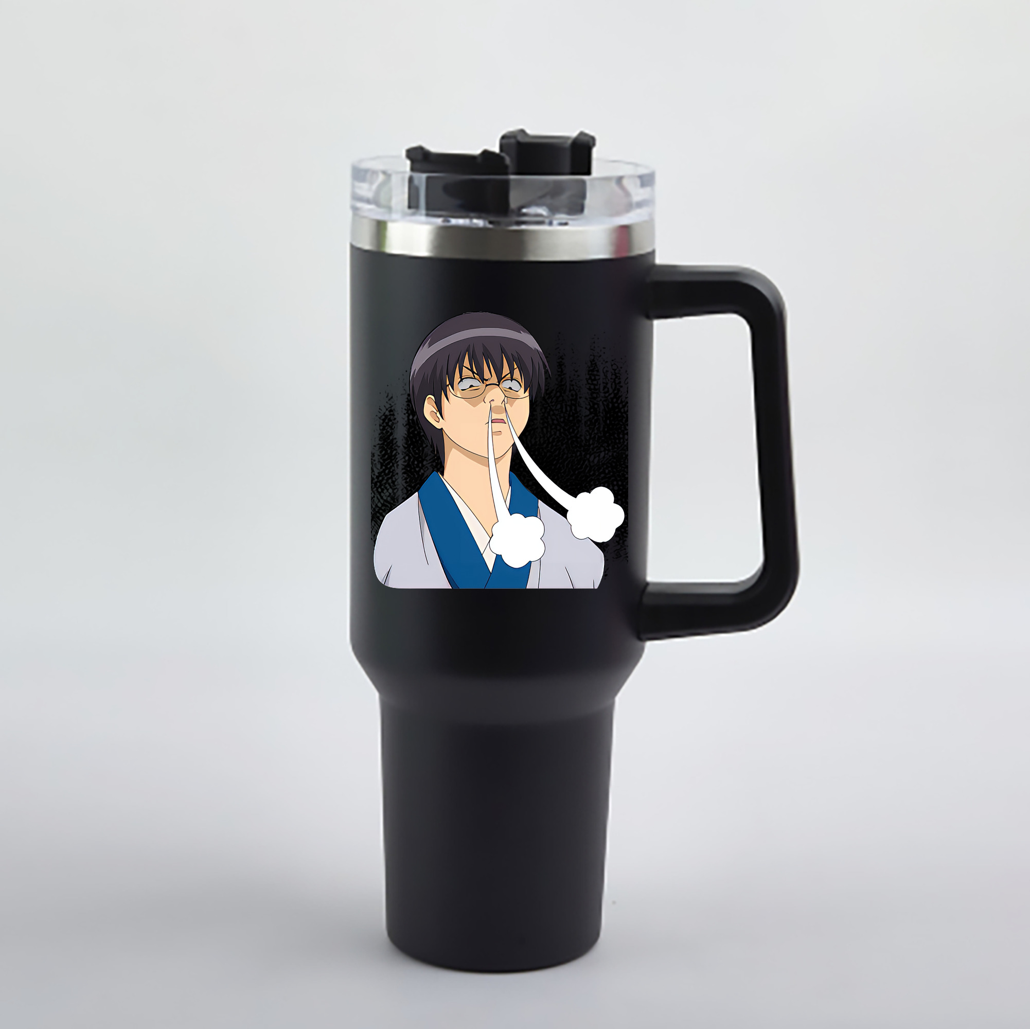 （画像用） ぎんたま 坂田銀時（さかたぎんとき） 神楽 志村新八（しむら しんぱち） GINTAMA Sakata Gintoki Kagura Shimura Shinpachi 1200mL車用タンブラー - クリスタルステッカー（プラスチックストロー付き）