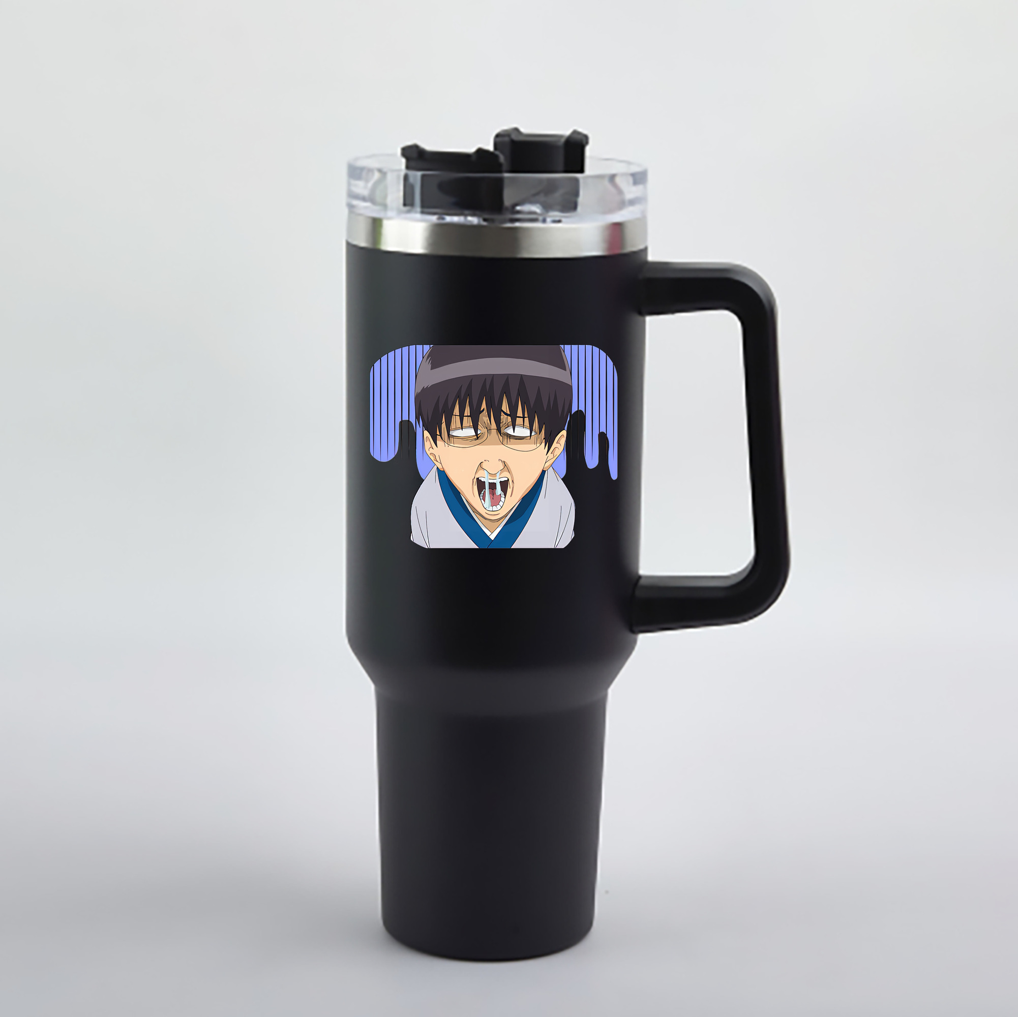 （画像用） ぎんたま 坂田銀時（さかたぎんとき） 神楽 志村新八（しむら しんぱち） GINTAMA Sakata Gintoki Kagura Shimura Shinpachi 1200mL車用タンブラー - クリスタルステッカー（プラスチックストロー付き）