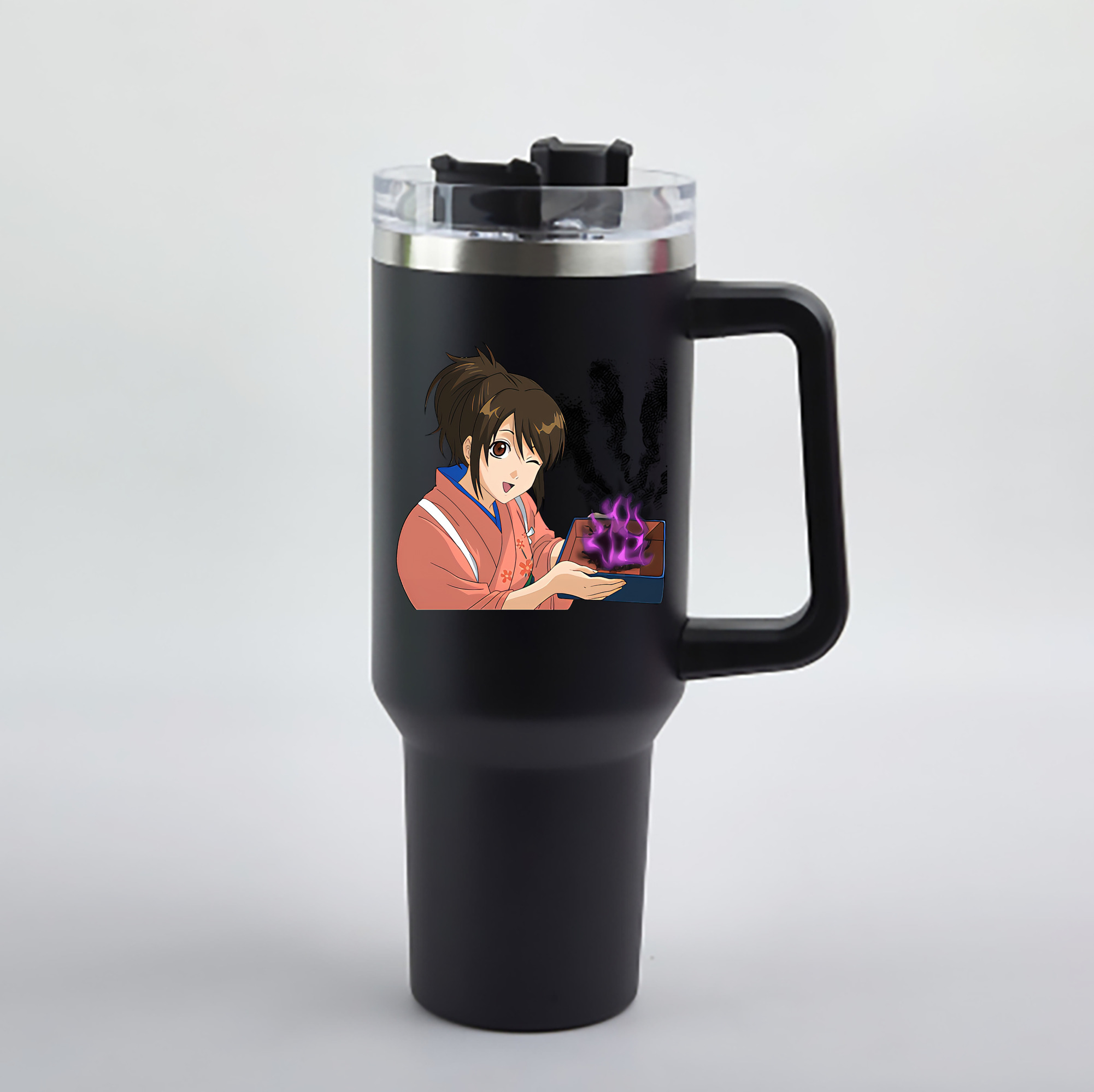 （画像用） ぎんたま 坂田銀時（さかたぎんとき） 神楽 志村新八（しむら しんぱち） GINTAMA Sakata Gintoki Kagura Shimura Shinpachi 1200mL車用タンブラー - クリスタルステッカー（プラスチックストロー付き）