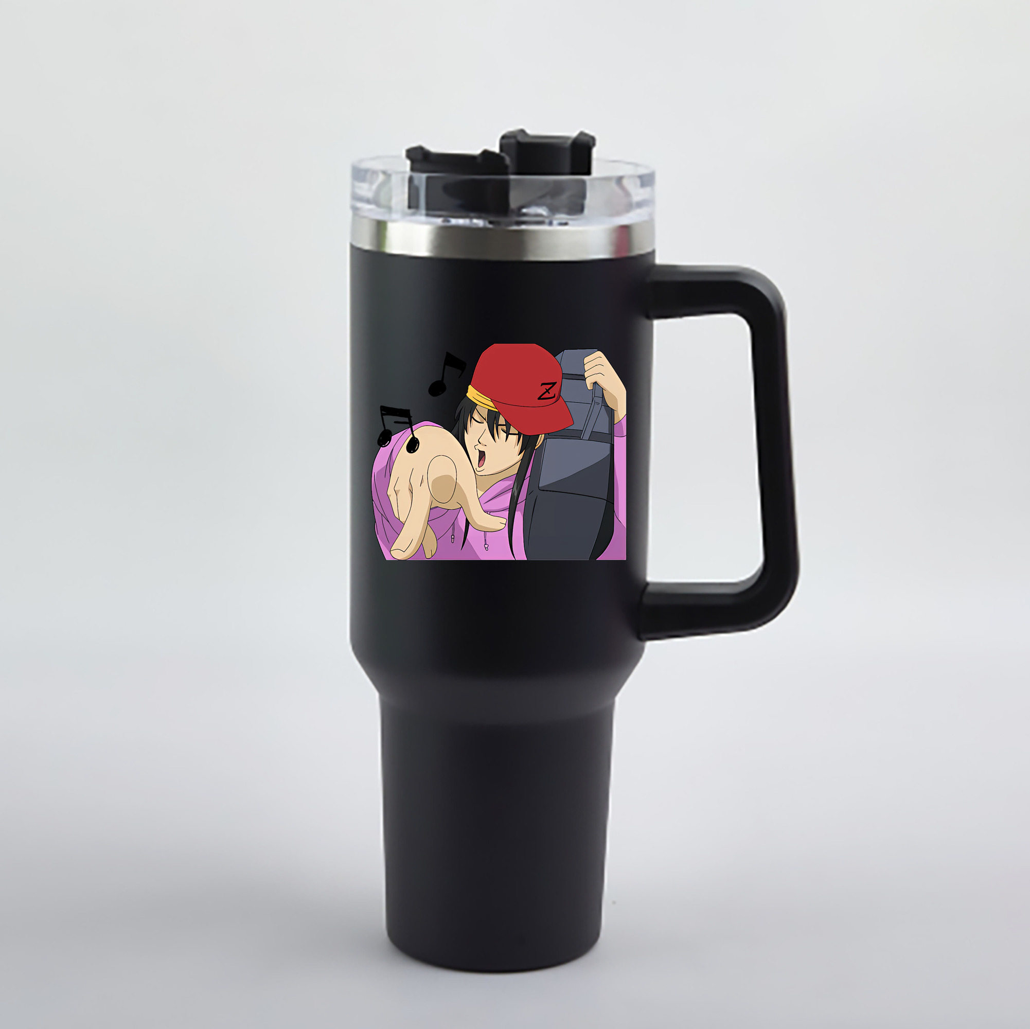 （画像用） ぎんたま 坂田銀時（さかたぎんとき） 神楽 志村新八（しむら しんぱち） GINTAMA Sakata Gintoki Kagura Shimura Shinpachi 1200mL車用タンブラー - クリスタルステッカー（プラスチックストロー付き）