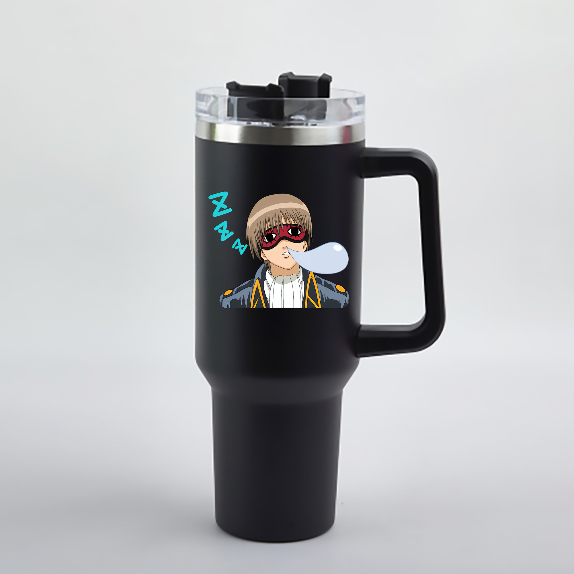 （画像用） ぎんたま 坂田銀時（さかたぎんとき） 神楽 志村新八（しむら しんぱち） GINTAMA Sakata Gintoki Kagura Shimura Shinpachi 1200mL車用タンブラー - クリスタルステッカー（プラスチックストロー付き）