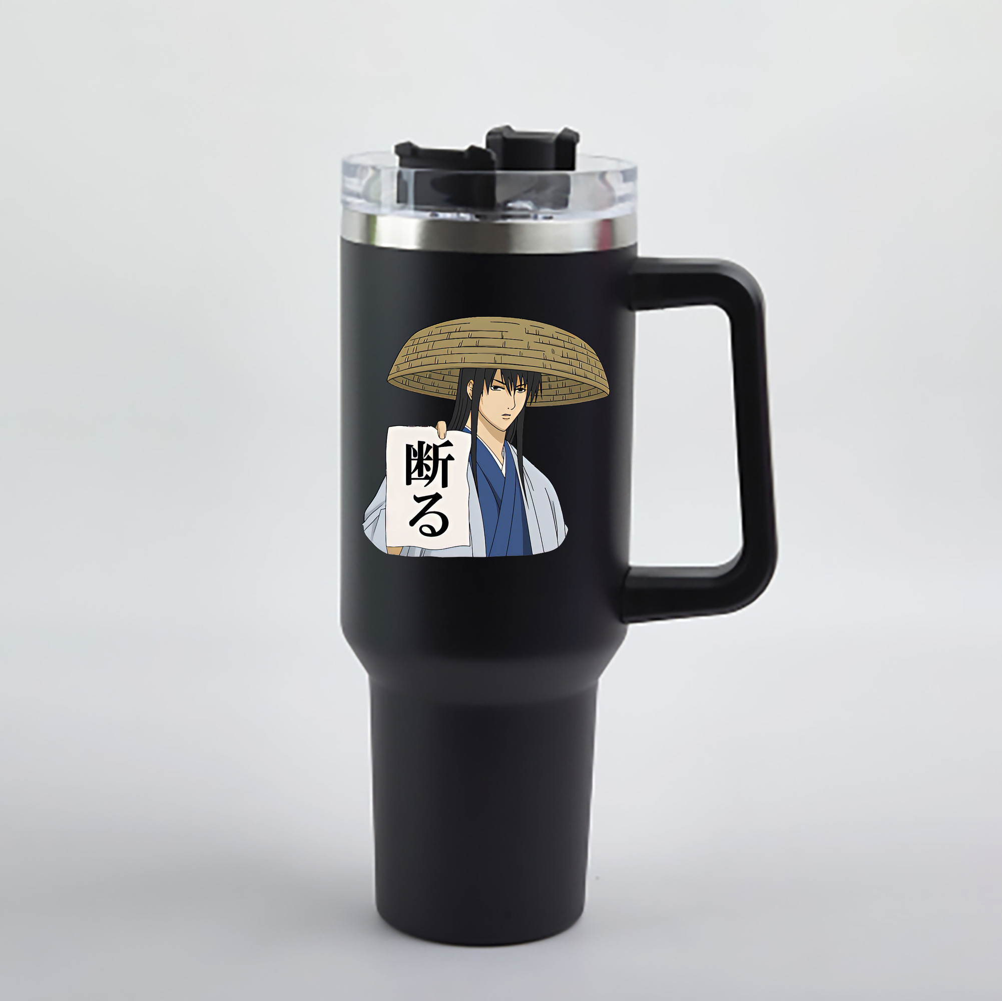 （画像用） ぎんたま 坂田銀時（さかたぎんとき） 神楽 志村新八（しむら しんぱち） GINTAMA Sakata Gintoki Kagura Shimura Shinpachi 1200mL車用タンブラー - クリスタルステッカー（プラスチックストロー付き）