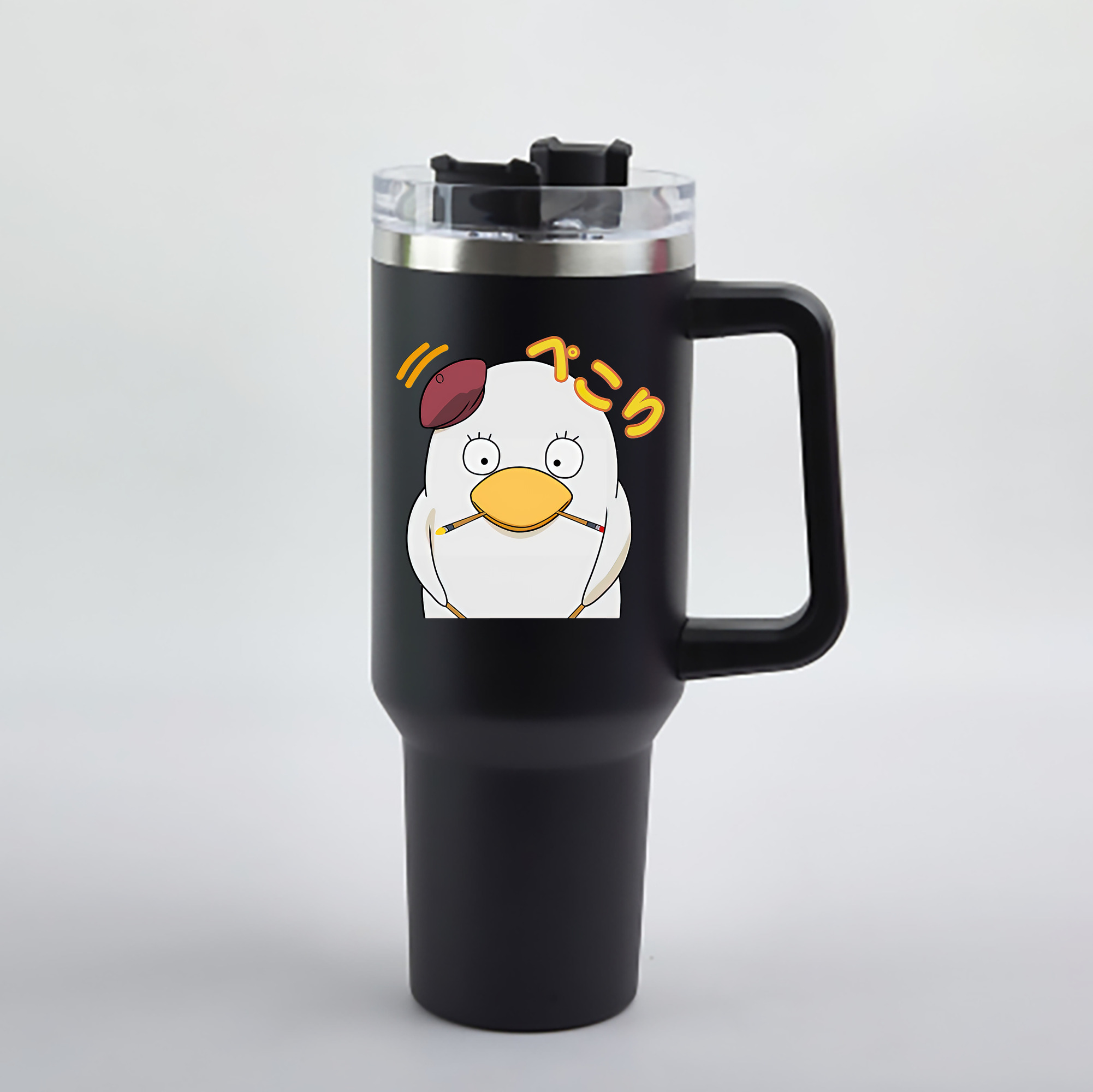 （画像用） ぎんたま 坂田銀時（さかたぎんとき） 神楽 志村新八（しむら しんぱち） GINTAMA Sakata Gintoki Kagura Shimura Shinpachi 1200mL車用タンブラー - クリスタルステッカー（プラスチックストロー付き）