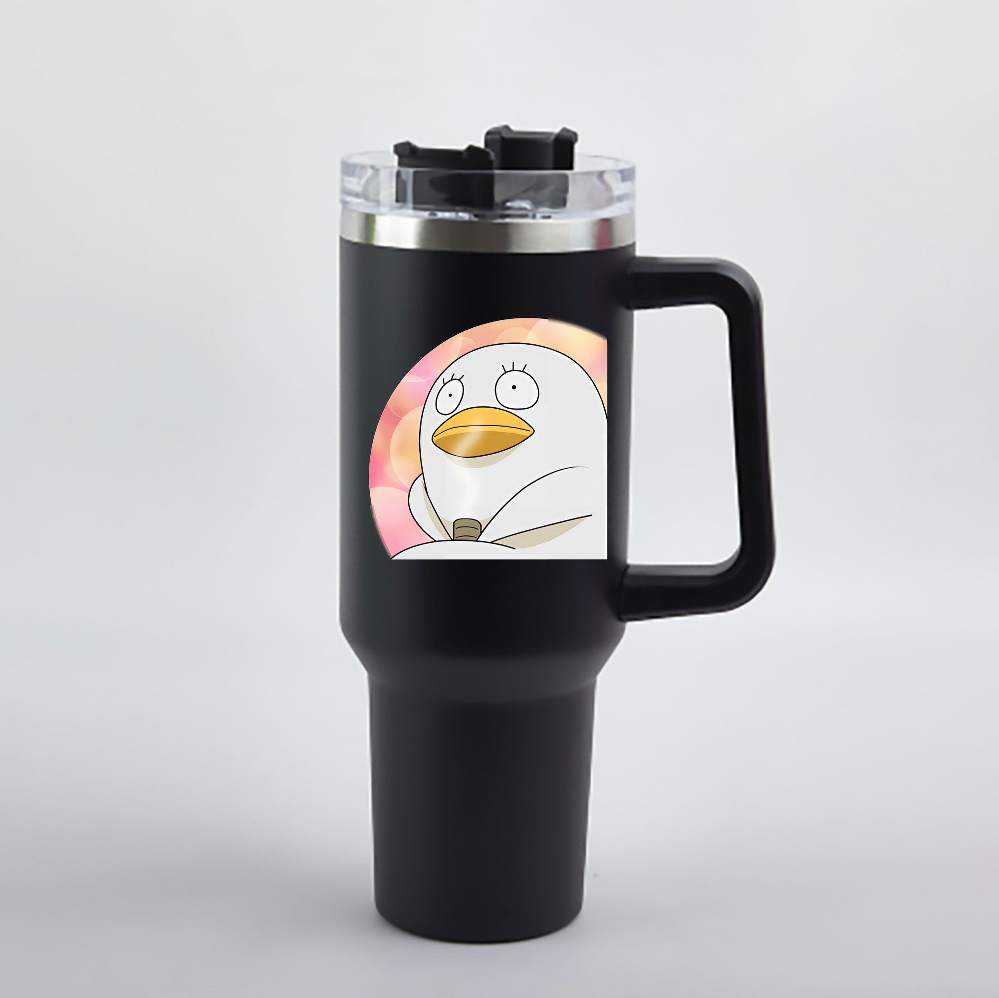 （画像用） ぎんたま 坂田銀時（さかたぎんとき） 神楽 志村新八（しむら しんぱち） GINTAMA Sakata Gintoki Kagura Shimura Shinpachi 1200mL車用タンブラー - クリスタルステッカー（プラスチックストロー付き）