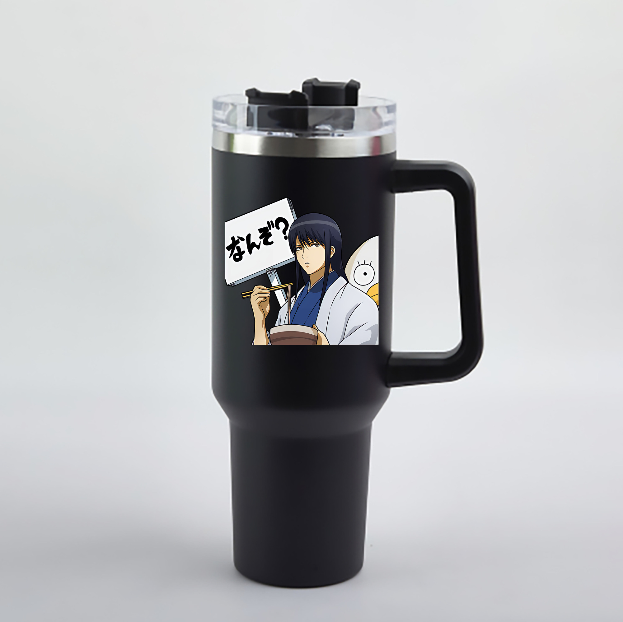 （画像用） ぎんたま 坂田銀時（さかたぎんとき） 神楽 志村新八（しむら しんぱち） GINTAMA Sakata Gintoki Kagura Shimura Shinpachi 1200mL車用タンブラー - クリスタルステッカー（プラスチックストロー付き）