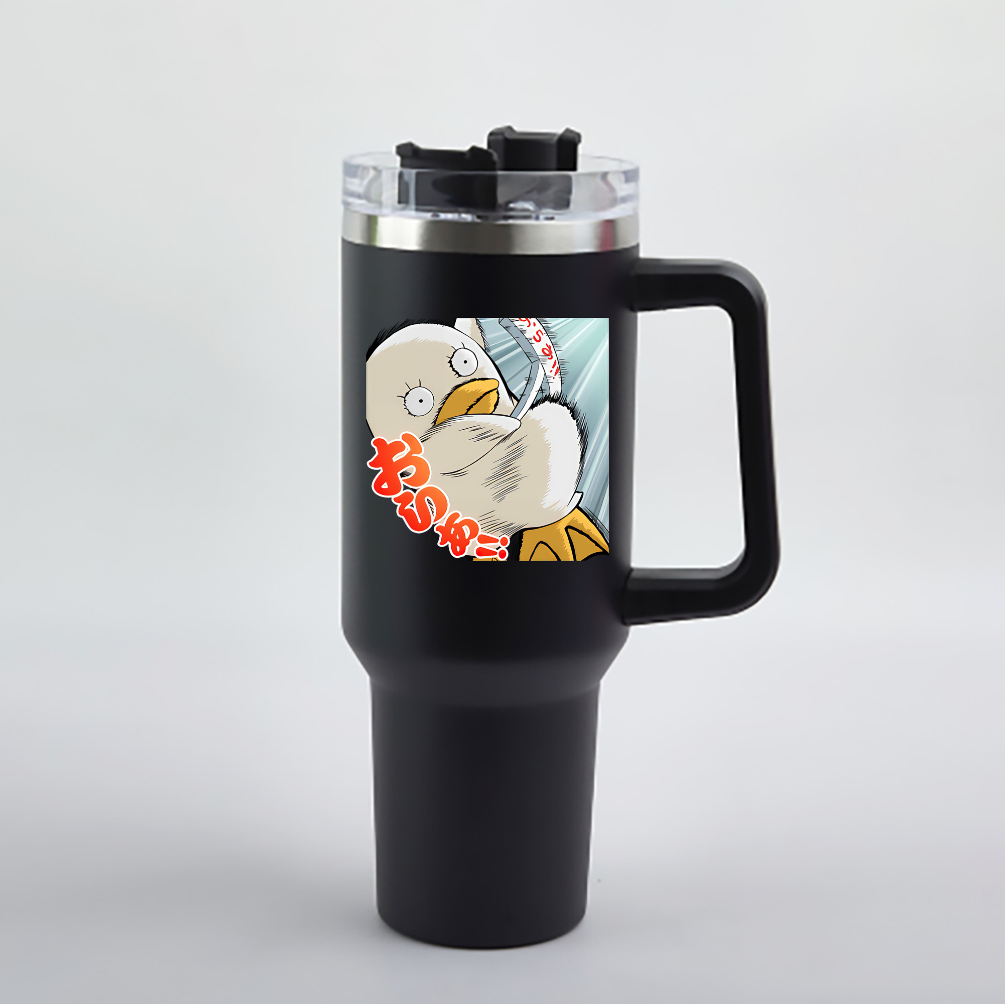 （画像用） ぎんたま 坂田銀時（さかたぎんとき） 神楽 志村新八（しむら しんぱち） GINTAMA Sakata Gintoki Kagura Shimura Shinpachi 1200mL車用タンブラー - クリスタルステッカー（プラスチックストロー付き）