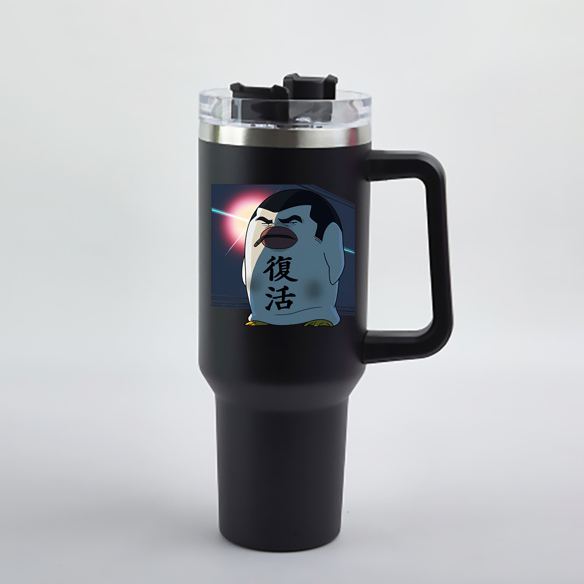 （画像用） ぎんたま 坂田銀時（さかたぎんとき） 神楽 志村新八（しむら しんぱち） GINTAMA Sakata Gintoki Kagura Shimura Shinpachi 1200mL車用タンブラー - クリスタルステッカー（プラスチックストロー付き）