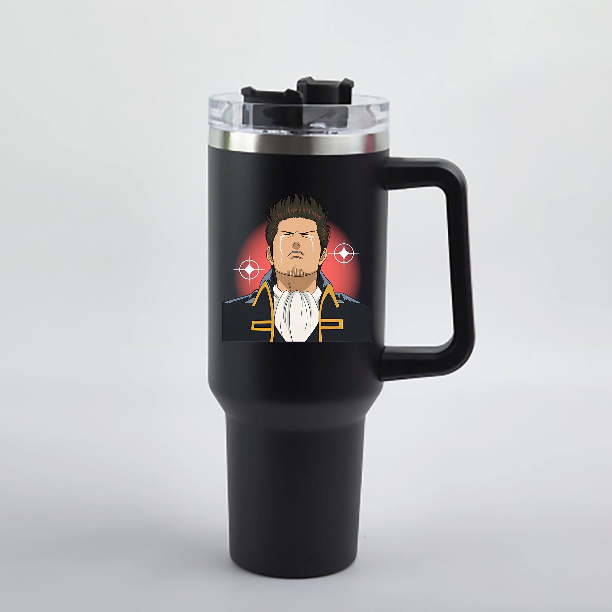 （画像用） ぎんたま 坂田銀時（さかたぎんとき） 神楽 志村新八（しむら しんぱち） GINTAMA Sakata Gintoki Kagura Shimura Shinpachi 1200mL車用タンブラー - クリスタルステッカー（プラスチックストロー付き）