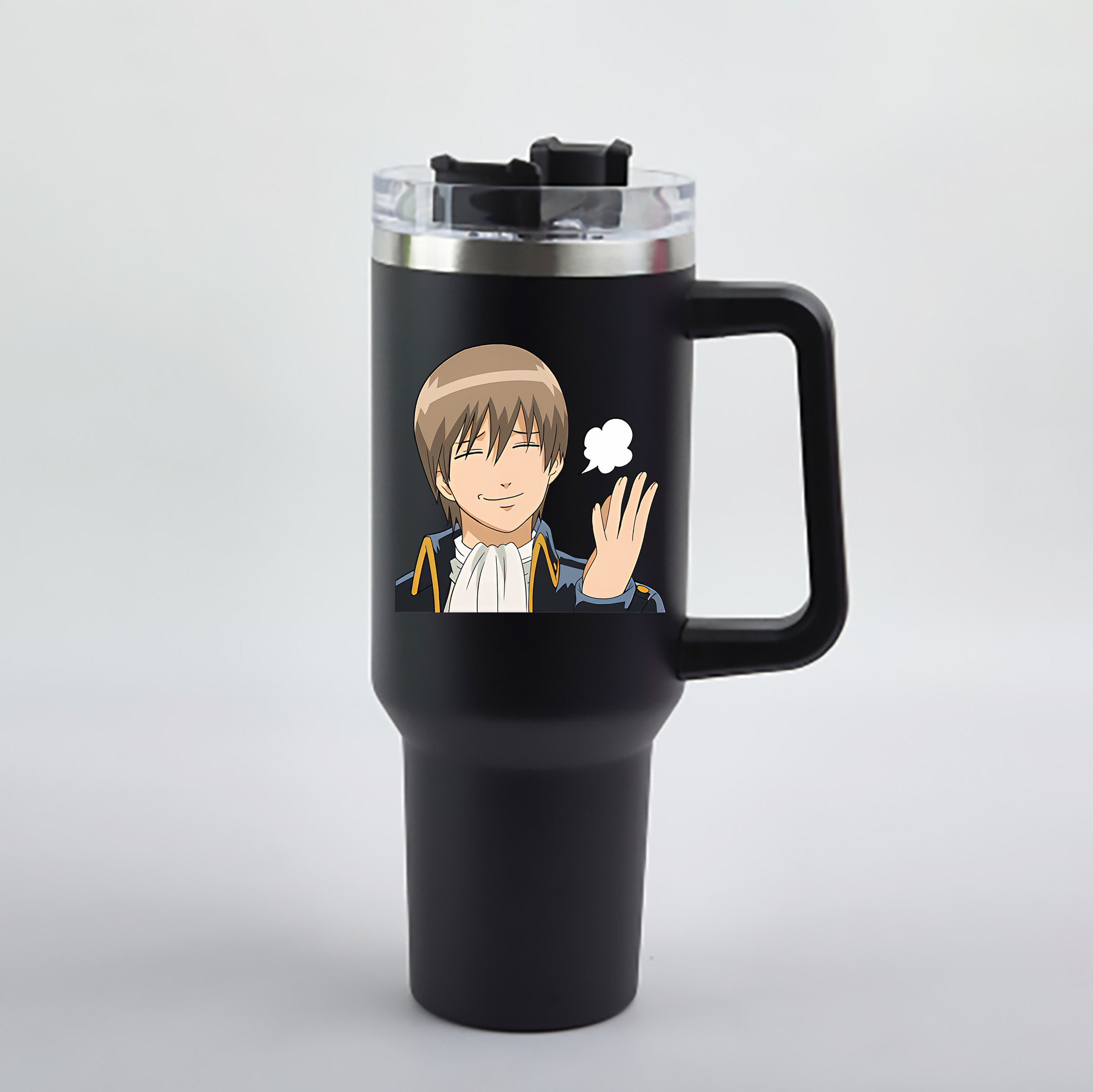（画像用） ぎんたま 坂田銀時（さかたぎんとき） 神楽 志村新八（しむら しんぱち） GINTAMA Sakata Gintoki Kagura Shimura Shinpachi 1200mL車用タンブラー - クリスタルステッカー（プラスチックストロー付き）