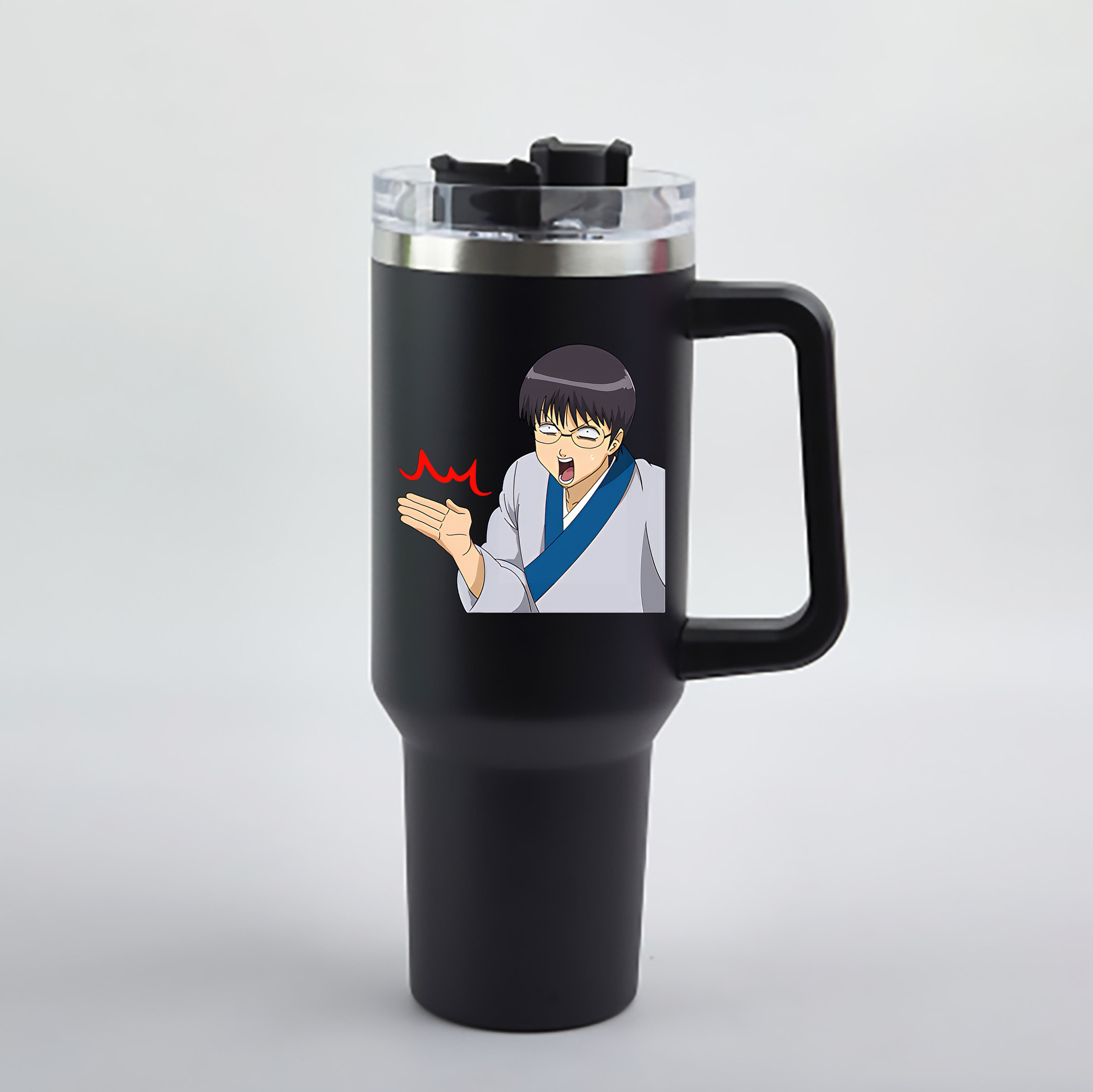 （画像用） ぎんたま 坂田銀時（さかたぎんとき） 神楽 志村新八（しむら しんぱち） GINTAMA Sakata Gintoki Kagura Shimura Shinpachi 1200mL車用タンブラー - クリスタルステッカー（プラスチックストロー付き）