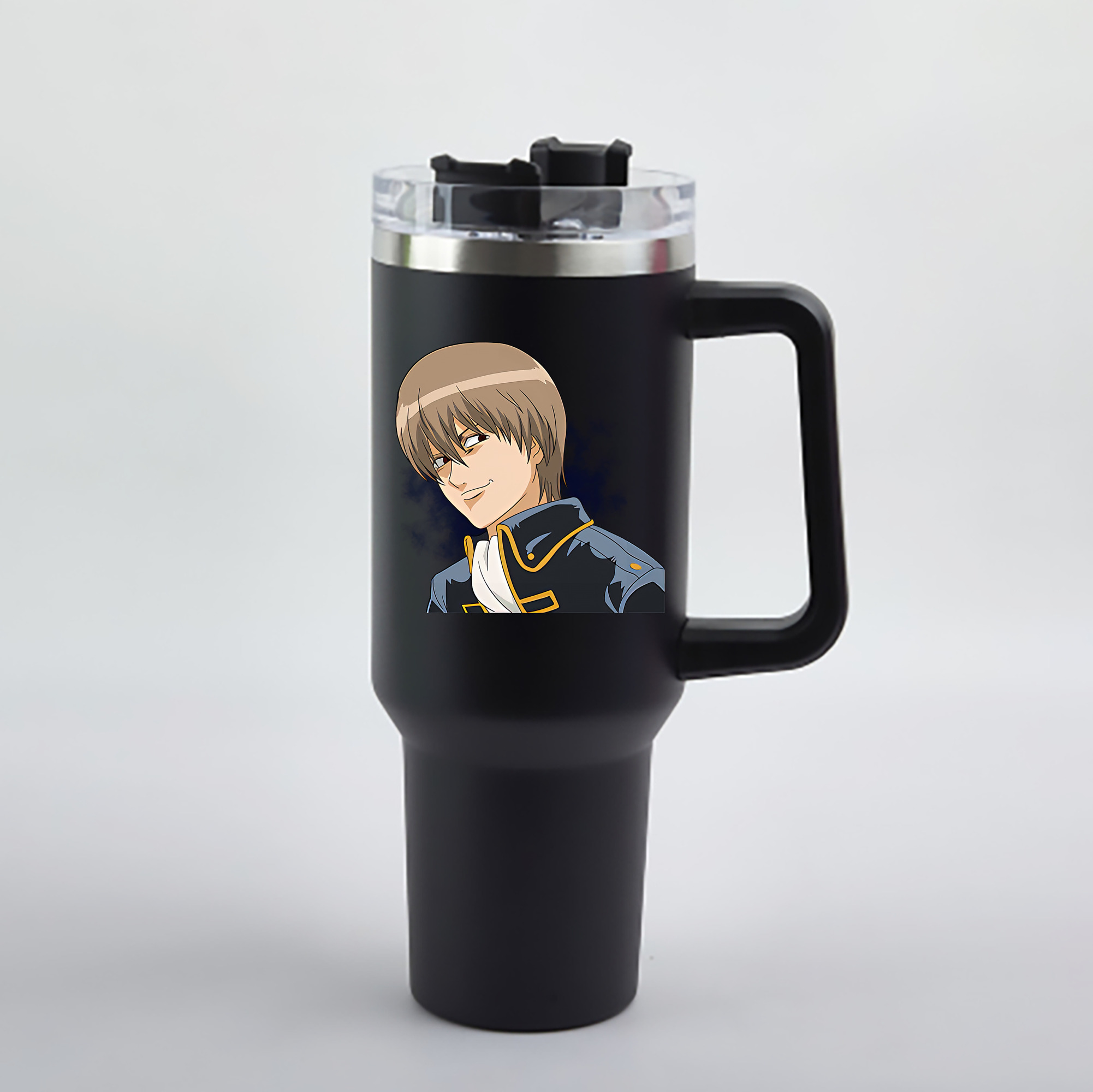 （画像用） ぎんたま 坂田銀時（さかたぎんとき） 神楽 志村新八（しむら しんぱち） GINTAMA Sakata Gintoki Kagura Shimura Shinpachi 1200mL車用タンブラー - クリスタルステッカー（プラスチックストロー付き）
