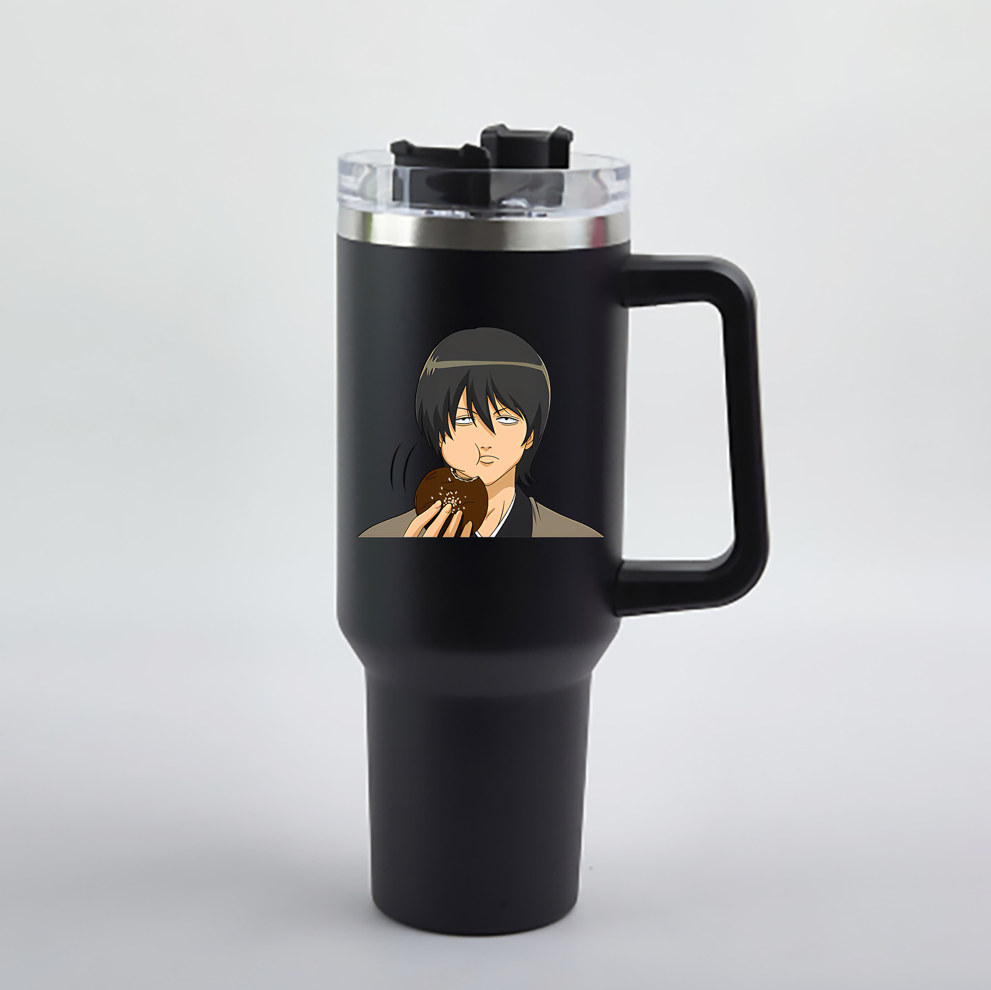 （画像用） ぎんたま 坂田銀時（さかたぎんとき） 神楽 志村新八（しむら しんぱち） GINTAMA Sakata Gintoki Kagura Shimura Shinpachi 1200mL車用タンブラー - クリスタルステッカー（プラスチックストロー付き）