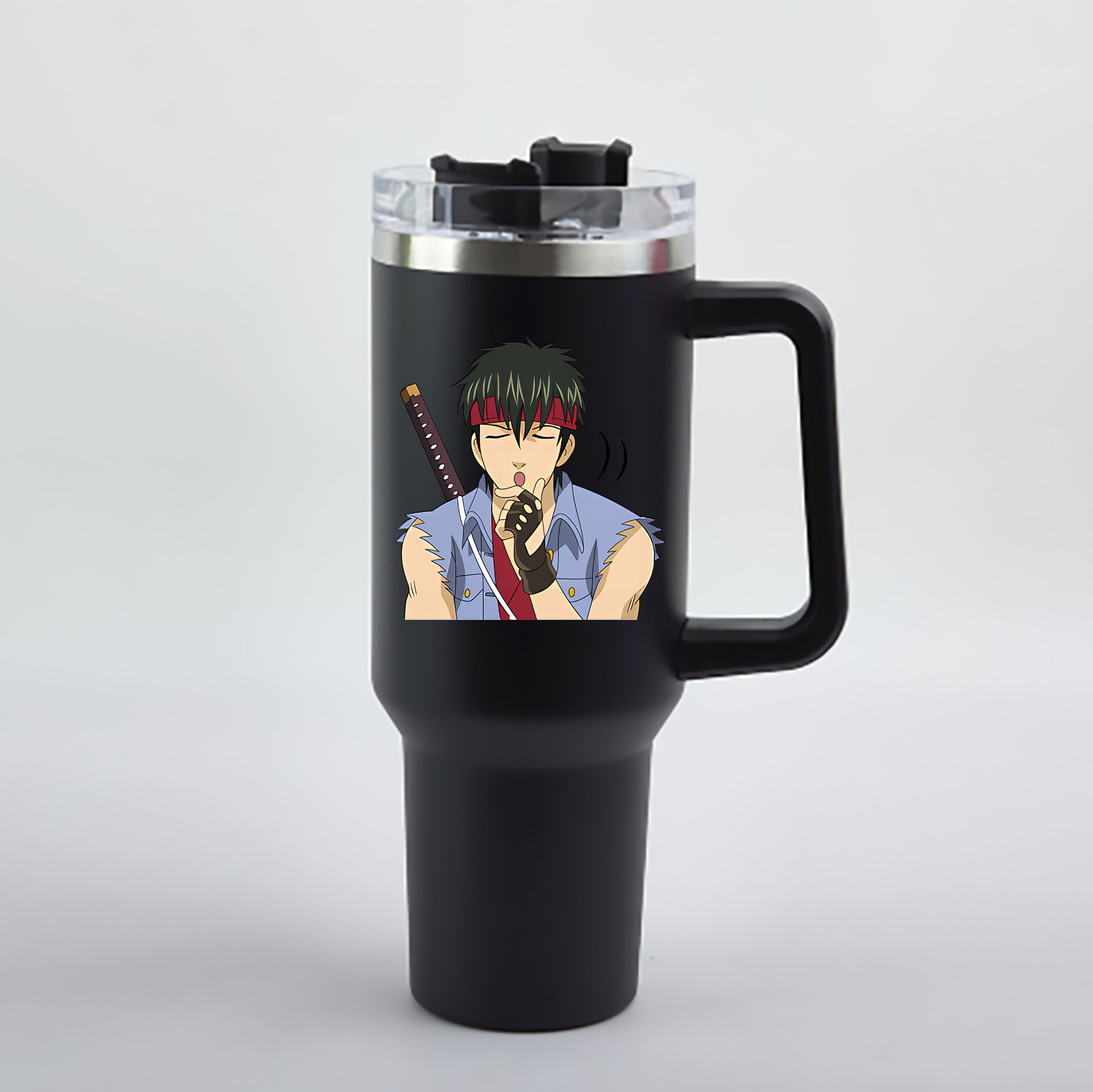 （画像用） ぎんたま 坂田銀時（さかたぎんとき） 神楽 志村新八（しむら しんぱち） GINTAMA Sakata Gintoki Kagura Shimura Shinpachi 1200mL車用タンブラー - クリスタルステッカー（プラスチックストロー付き）
