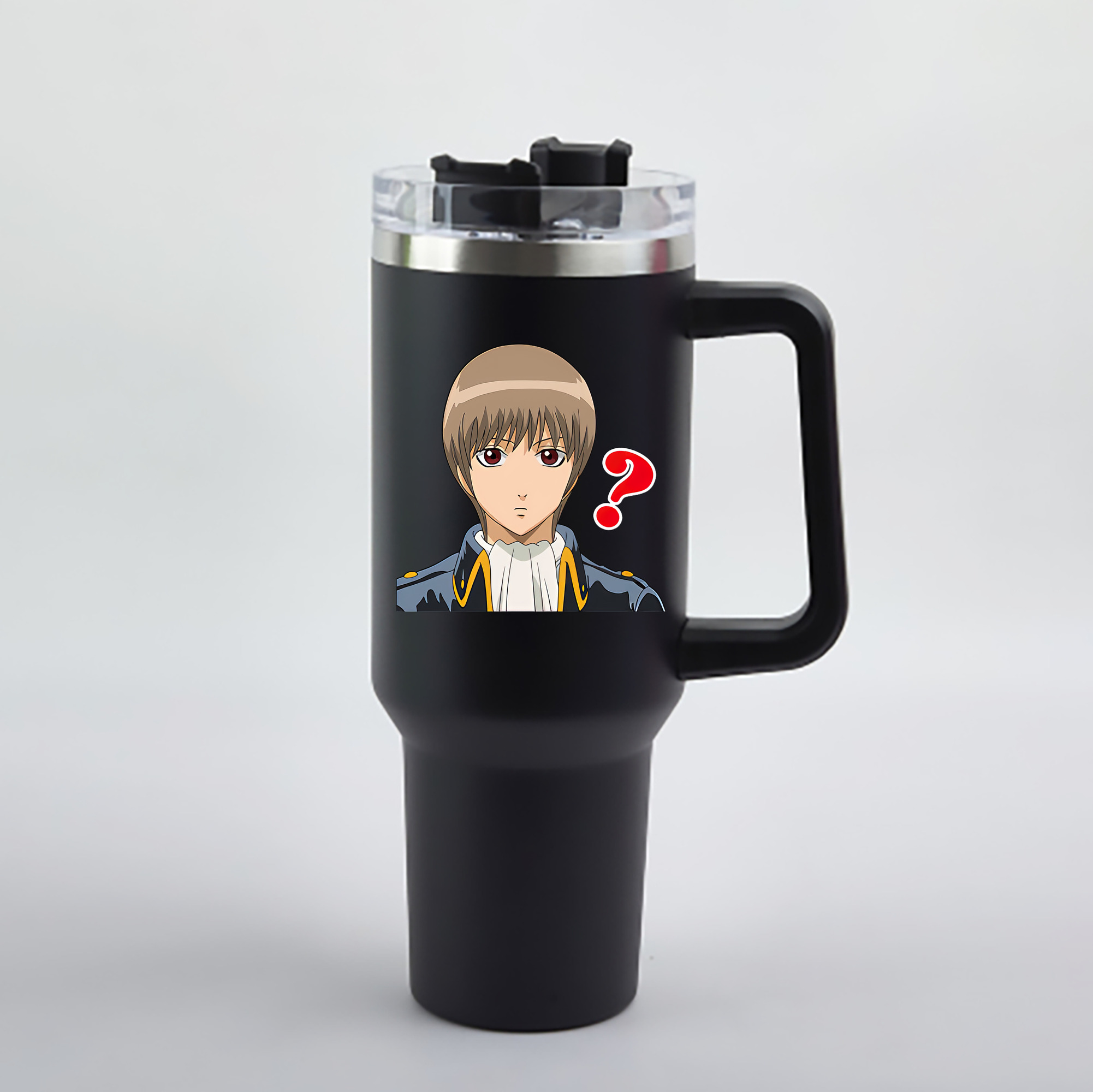 （画像用） ぎんたま 坂田銀時（さかたぎんとき） 神楽 志村新八（しむら しんぱち） GINTAMA Sakata Gintoki Kagura Shimura Shinpachi 1200mL車用タンブラー - クリスタルステッカー（プラスチックストロー付き）