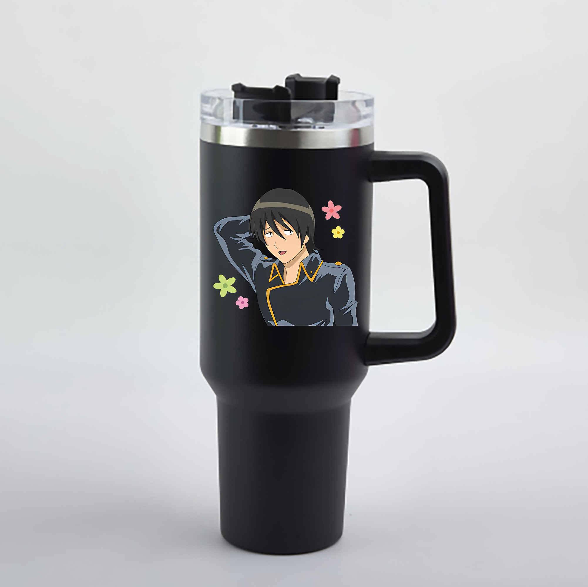 （画像用） ぎんたま 坂田銀時（さかたぎんとき） 神楽 志村新八（しむら しんぱち） GINTAMA Sakata Gintoki Kagura Shimura Shinpachi 1200mL車用タンブラー - クリスタルステッカー（プラスチックストロー付き）