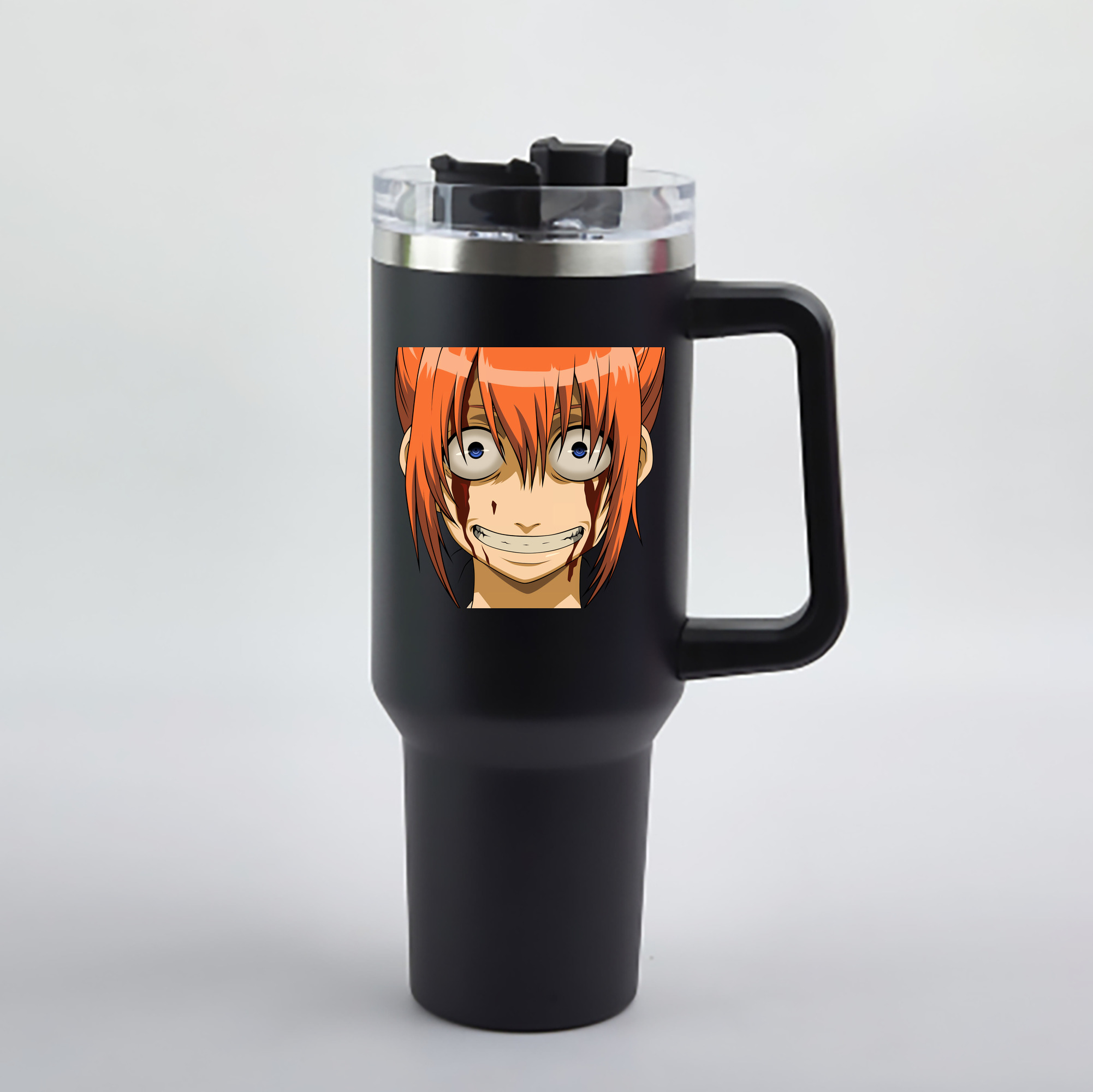 （画像用） ぎんたま 坂田銀時（さかたぎんとき） 神楽 志村新八（しむら しんぱち） GINTAMA Sakata Gintoki Kagura Shimura Shinpachi 1200mL車用タンブラー - クリスタルステッカー（プラスチックストロー付き）