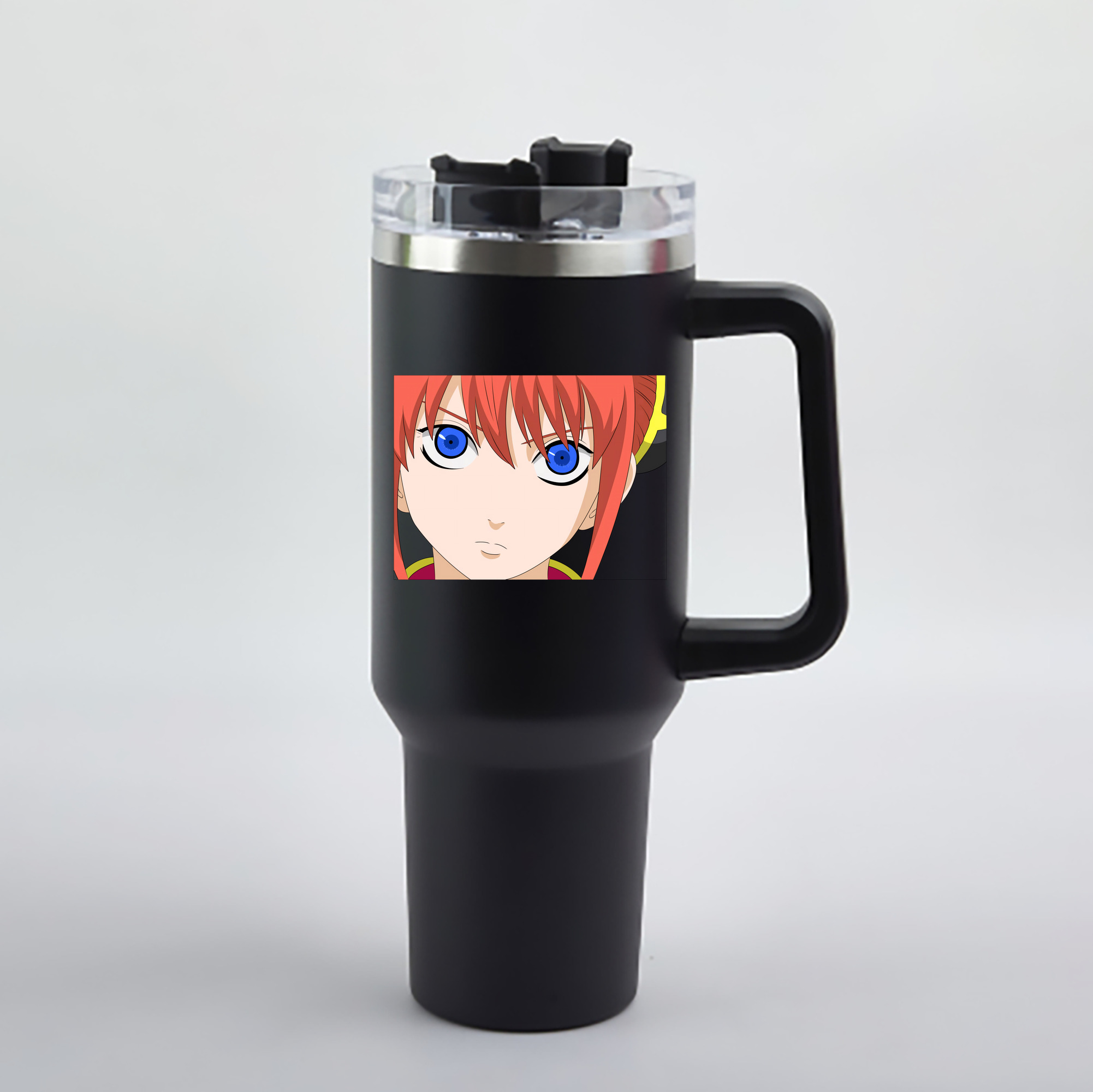 （画像用） ぎんたま 坂田銀時（さかたぎんとき） 神楽 志村新八（しむら しんぱち） GINTAMA Sakata Gintoki Kagura Shimura Shinpachi 1200mL車用タンブラー - クリスタルステッカー（プラスチックストロー付き）