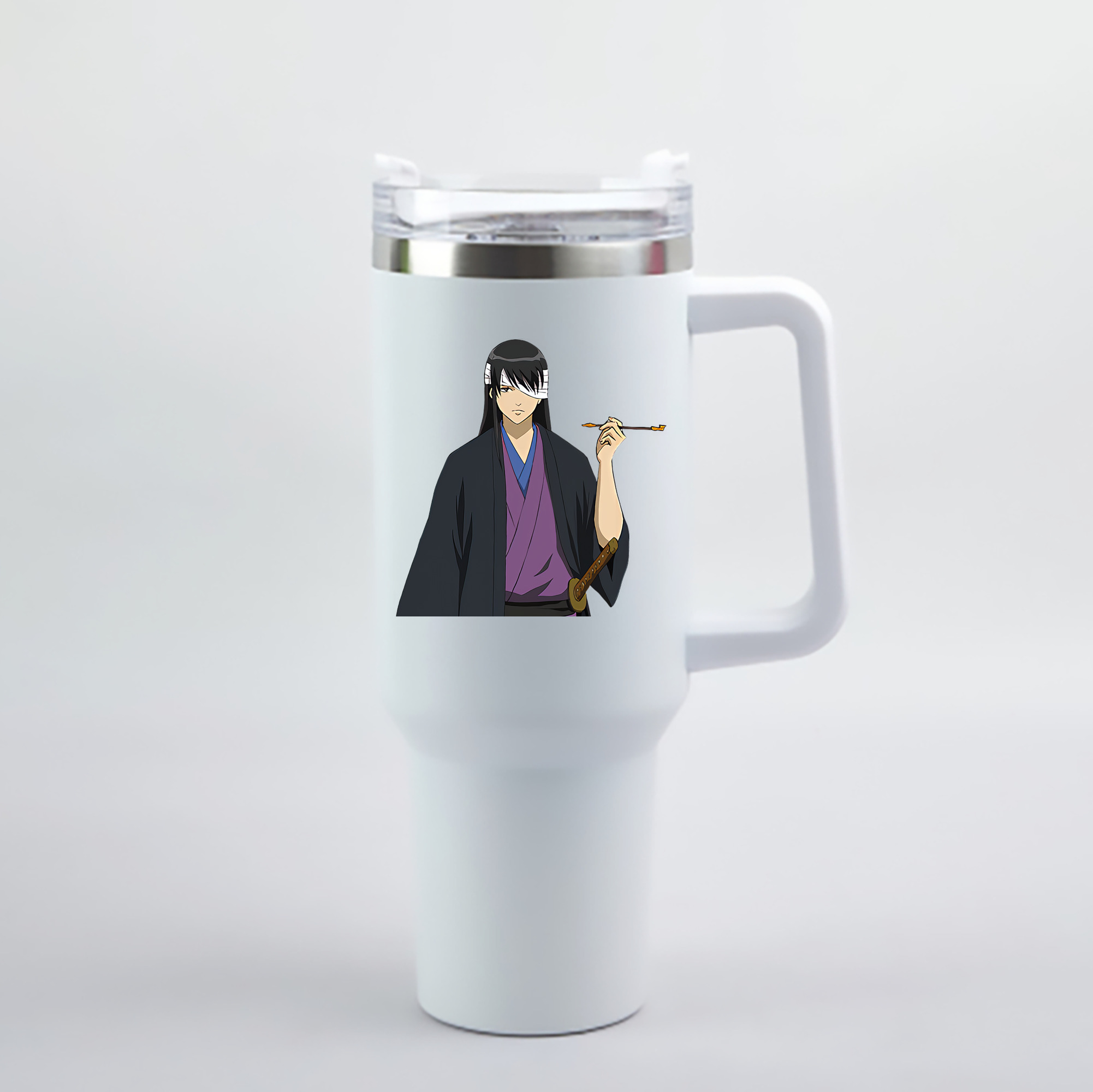 （画像用） ぎんたま 坂田銀時（さかたぎんとき） 神楽 志村新八（しむら しんぱち） GINTAMA Sakata Gintoki Kagura Shimura Shinpachi 1200mL車用タンブラー - クリスタルステッカー（プラスチックストロー付き）