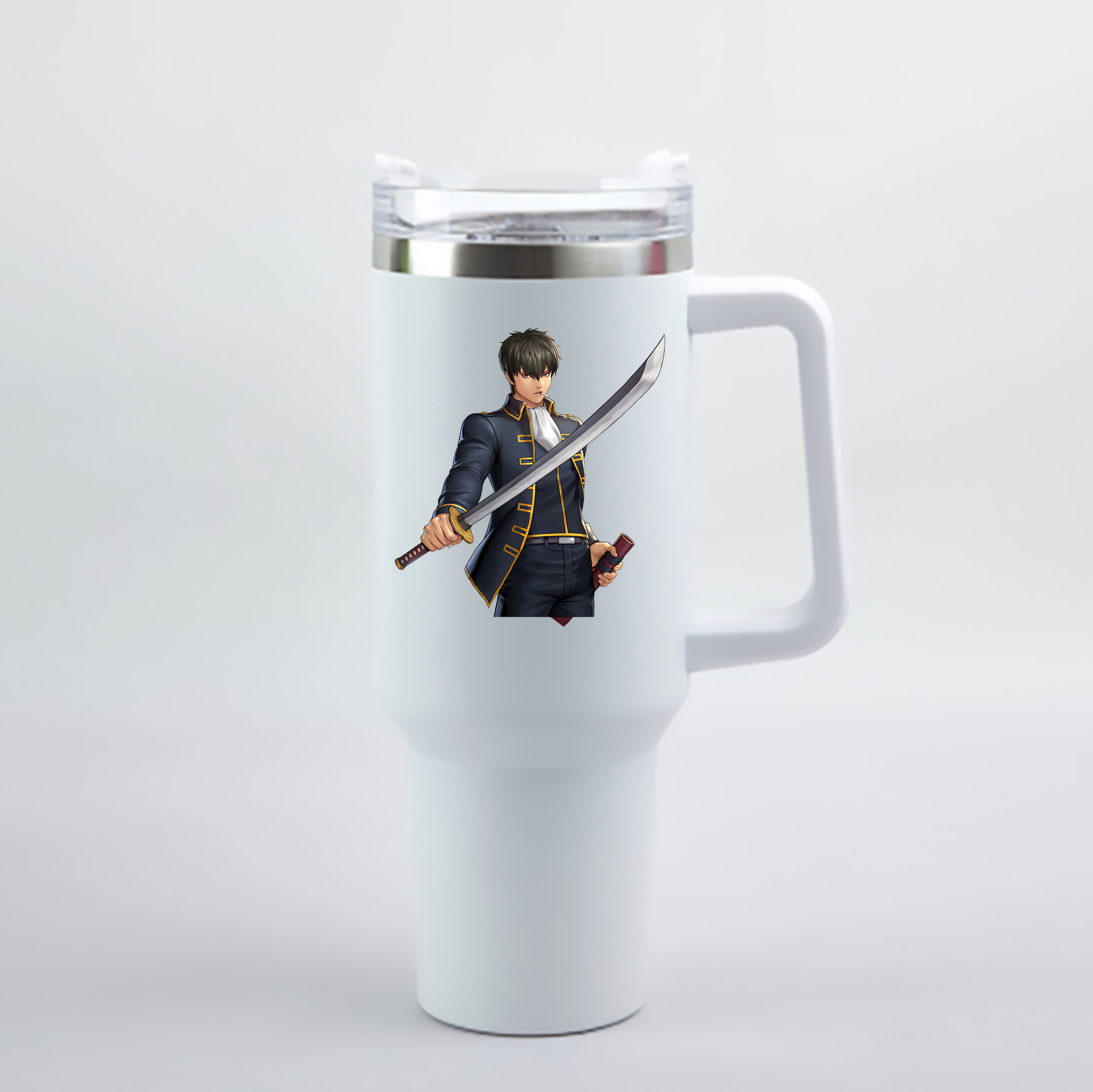 （画像用） ぎんたま 坂田銀時（さかたぎんとき） 神楽 志村新八（しむら しんぱち） GINTAMA Sakata Gintoki Kagura Shimura Shinpachi 1200mL車用タンブラー - クリスタルステッカー（プラスチックストロー付き）