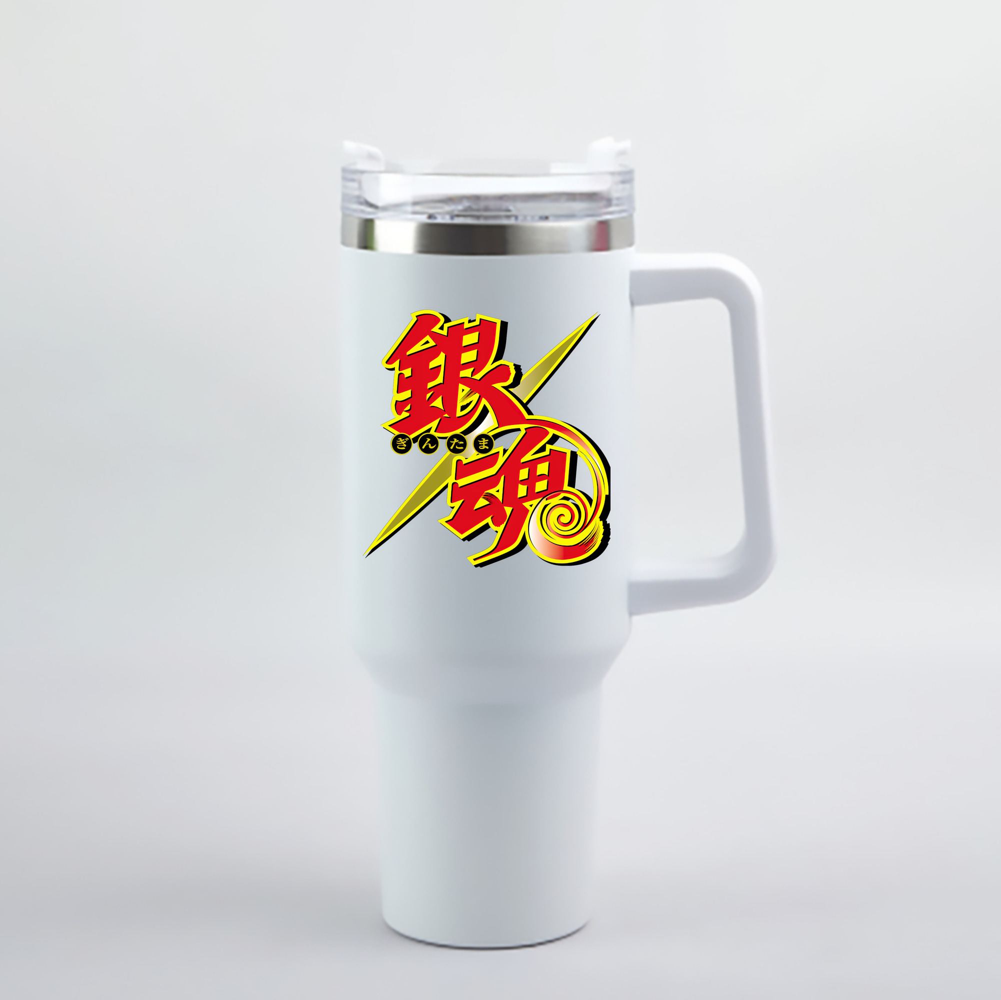 （画像用） ぎんたま 坂田銀時（さかたぎんとき） 神楽 志村新八（しむら しんぱち） GINTAMA Sakata Gintoki Kagura Shimura Shinpachi 1200mL車用タンブラー - クリスタルステッカー（プラスチックストロー付き）