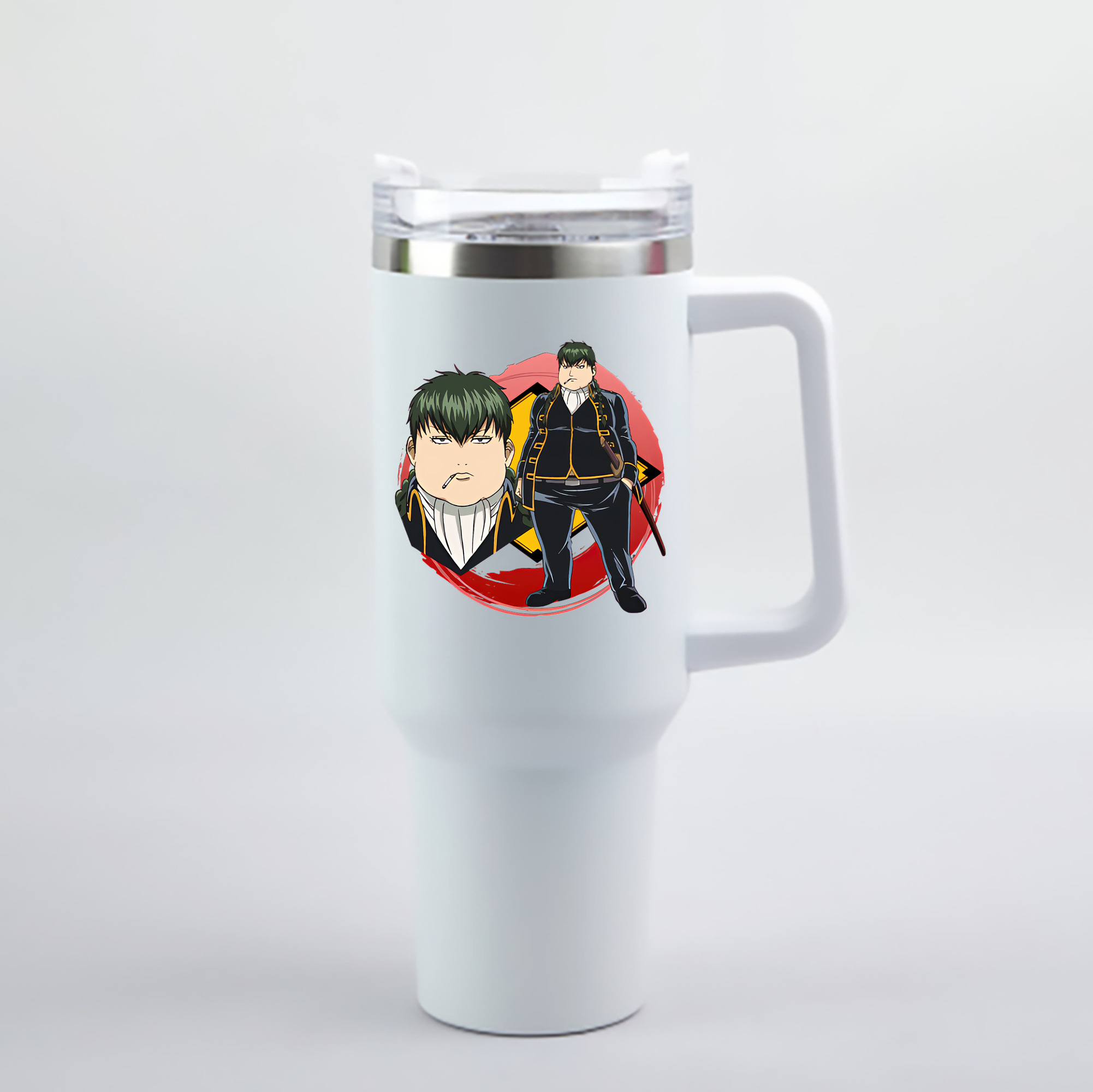 （画像用） ぎんたま 坂田銀時（さかたぎんとき） 神楽 志村新八（しむら しんぱち） GINTAMA Sakata Gintoki Kagura Shimura Shinpachi 1200mL車用タンブラー - クリスタルステッカー（プラスチックストロー付き）