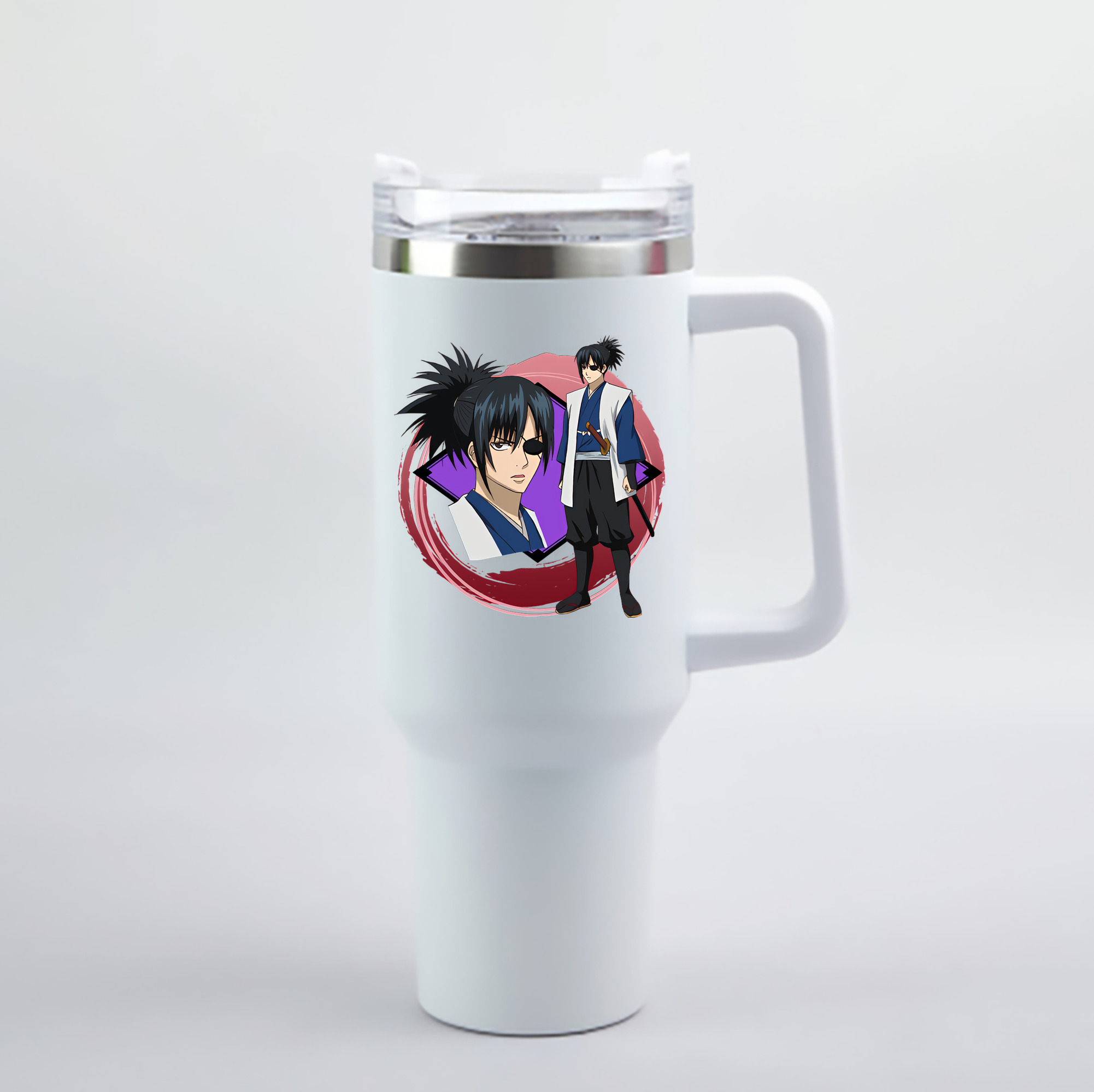 （画像用） ぎんたま 坂田銀時（さかたぎんとき） 神楽 志村新八（しむら しんぱち） GINTAMA Sakata Gintoki Kagura Shimura Shinpachi 1200mL車用タンブラー - クリスタルステッカー（プラスチックストロー付き）