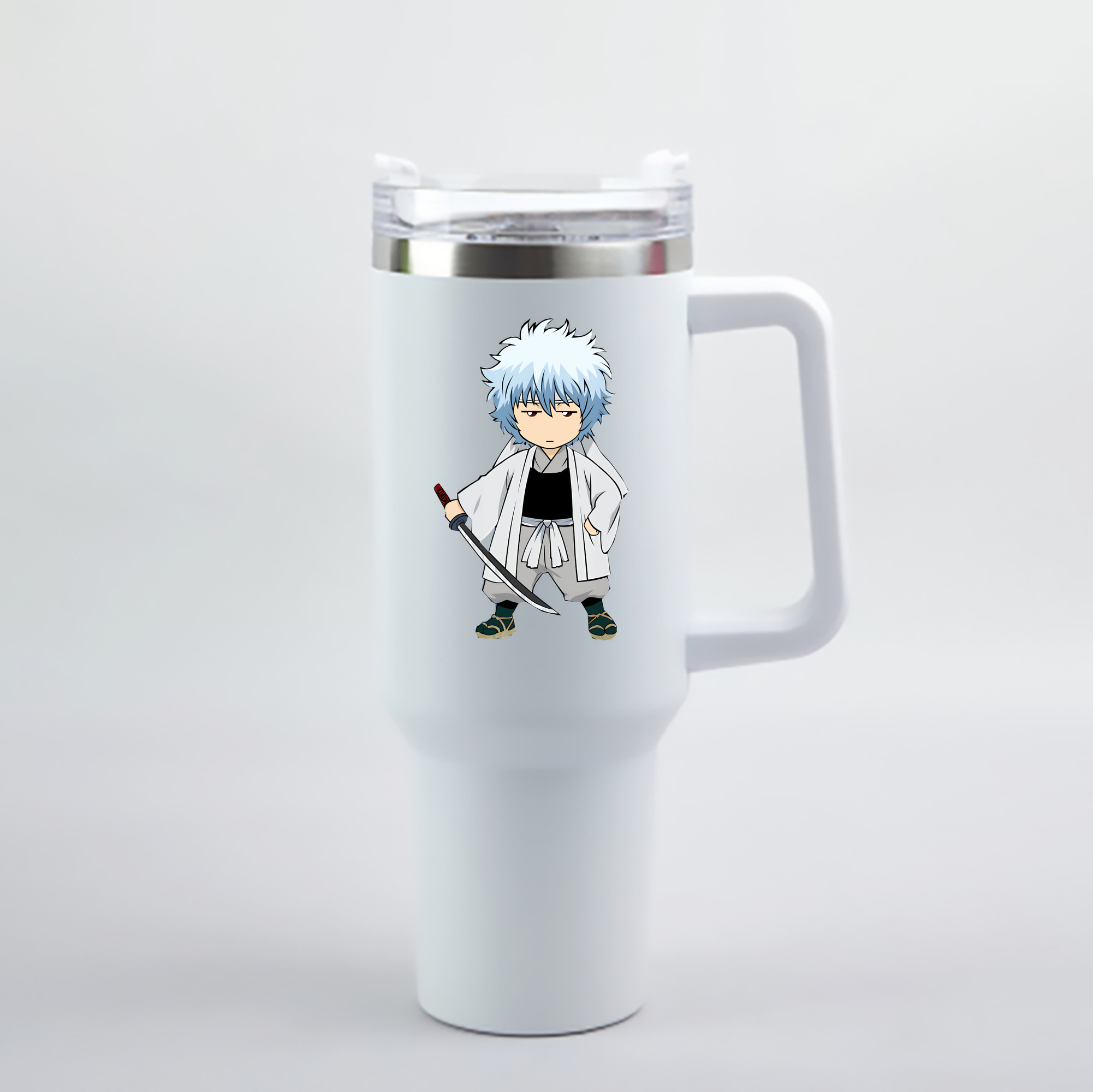 （画像用） ぎんたま 坂田銀時（さかたぎんとき） 神楽 志村新八（しむら しんぱち） GINTAMA Sakata Gintoki Kagura Shimura Shinpachi 1200mL車用タンブラー - クリスタルステッカー（プラスチックストロー付き）
