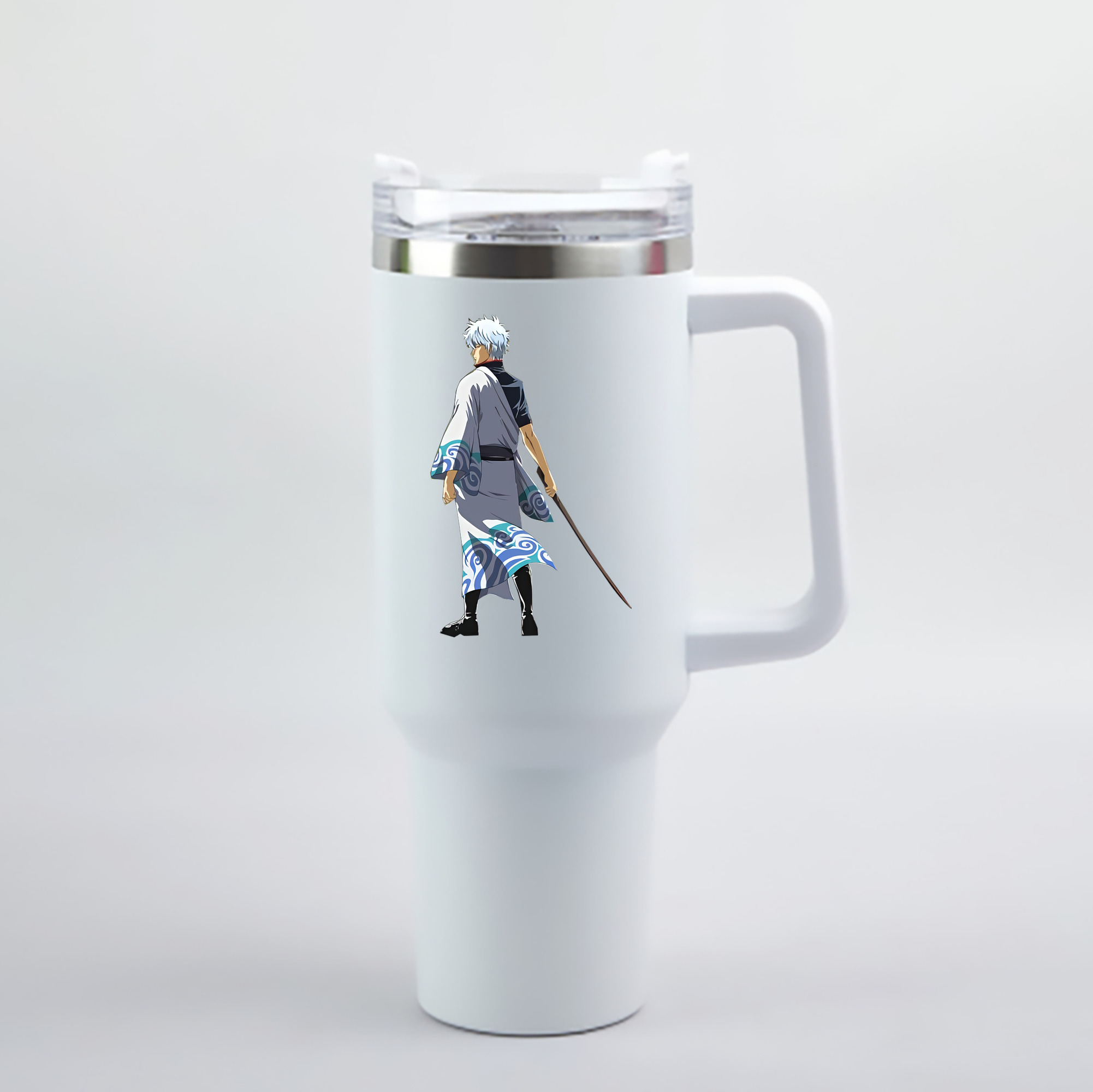 （画像用） ぎんたま 坂田銀時（さかたぎんとき） 神楽 志村新八（しむら しんぱち） GINTAMA Sakata Gintoki Kagura Shimura Shinpachi 1200mL車用タンブラー - クリスタルステッカー（プラスチックストロー付き）