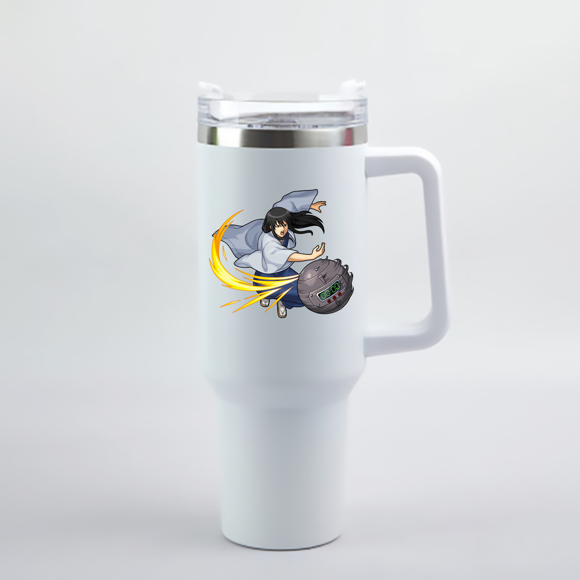 （画像用） ぎんたま 坂田銀時（さかたぎんとき） 神楽 志村新八（しむら しんぱち） GINTAMA Sakata Gintoki Kagura Shimura Shinpachi 1200mL車用タンブラー - クリスタルステッカー（プラスチックストロー付き）