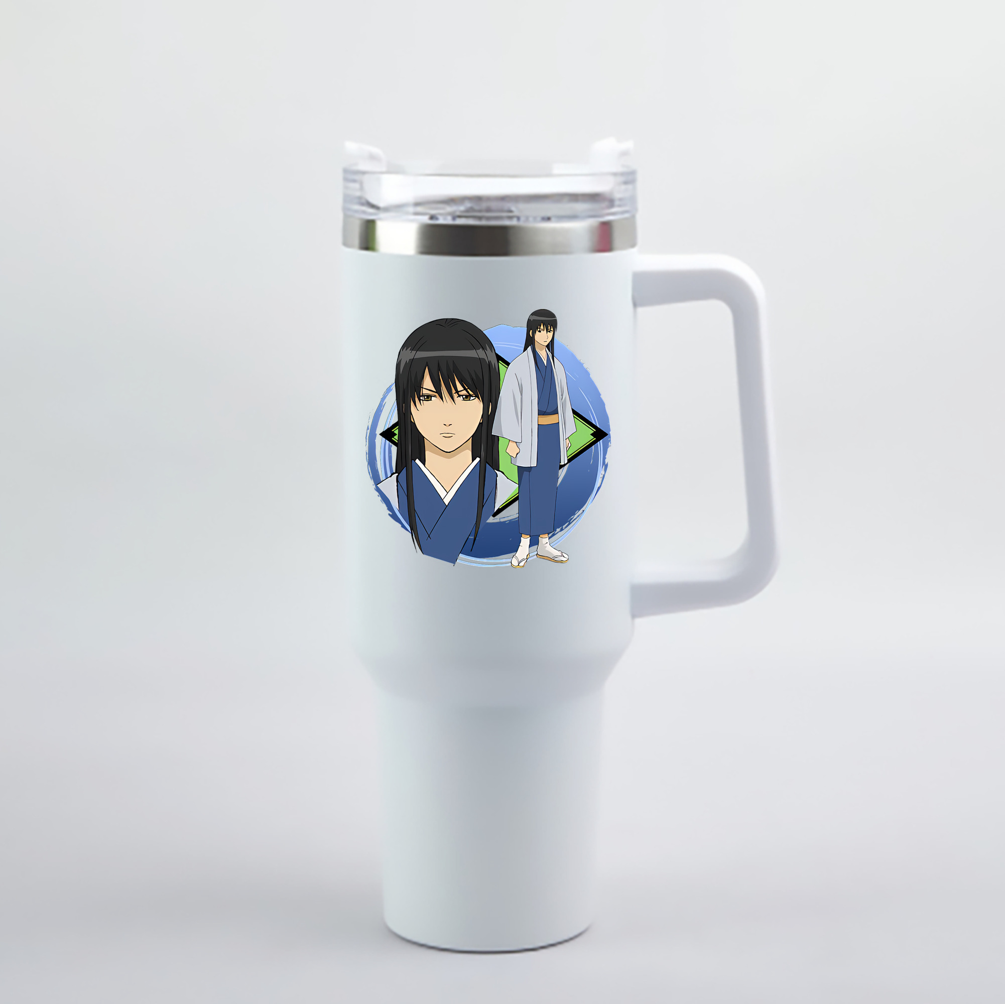 （画像用） ぎんたま 坂田銀時（さかたぎんとき） 神楽 志村新八（しむら しんぱち） GINTAMA Sakata Gintoki Kagura Shimura Shinpachi 1200mL車用タンブラー - クリスタルステッカー（プラスチックストロー付き）