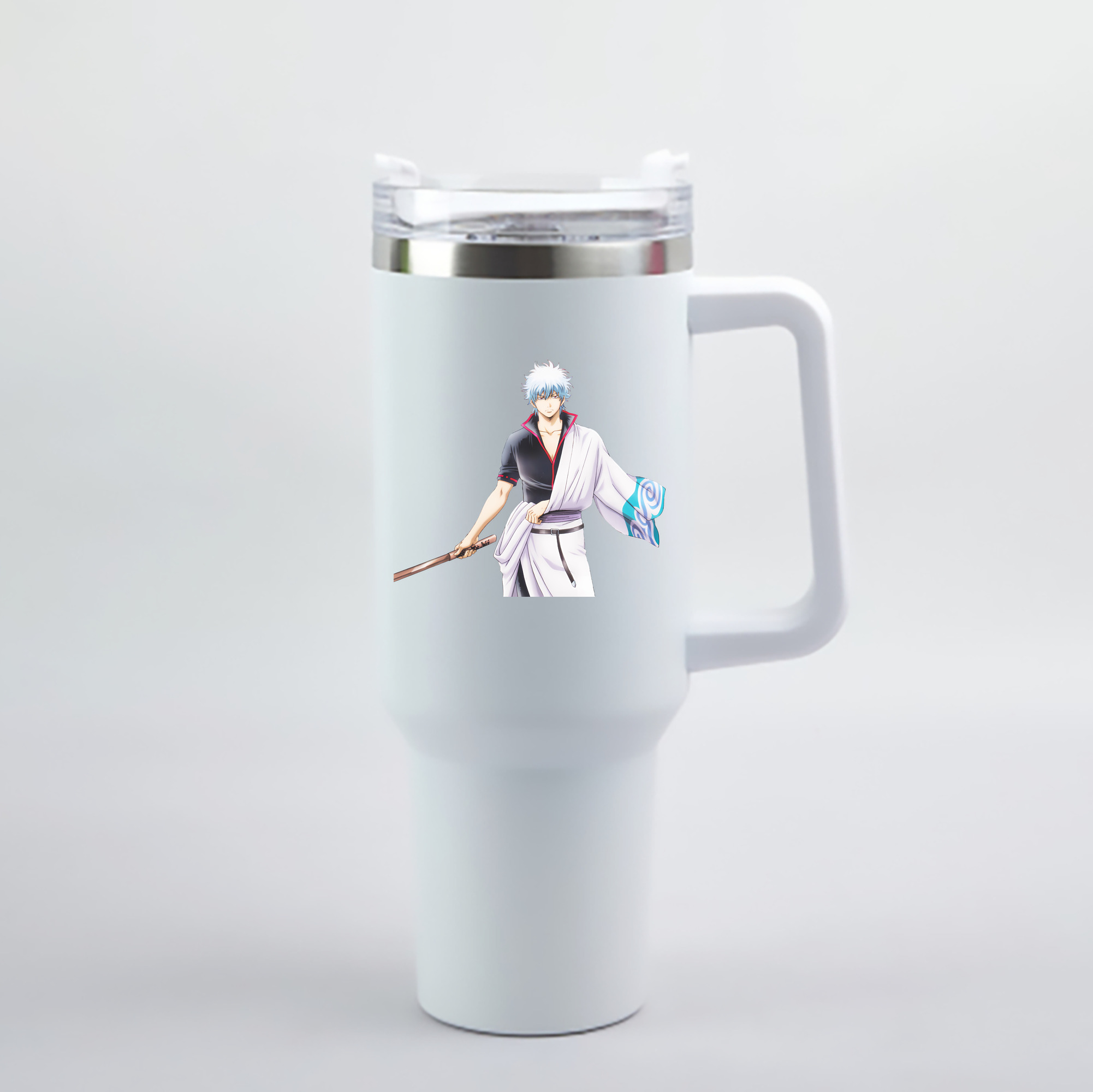 （画像用） ぎんたま 坂田銀時（さかたぎんとき） 神楽 志村新八（しむら しんぱち） GINTAMA Sakata Gintoki Kagura Shimura Shinpachi 1200mL車用タンブラー - クリスタルステッカー（プラスチックストロー付き）