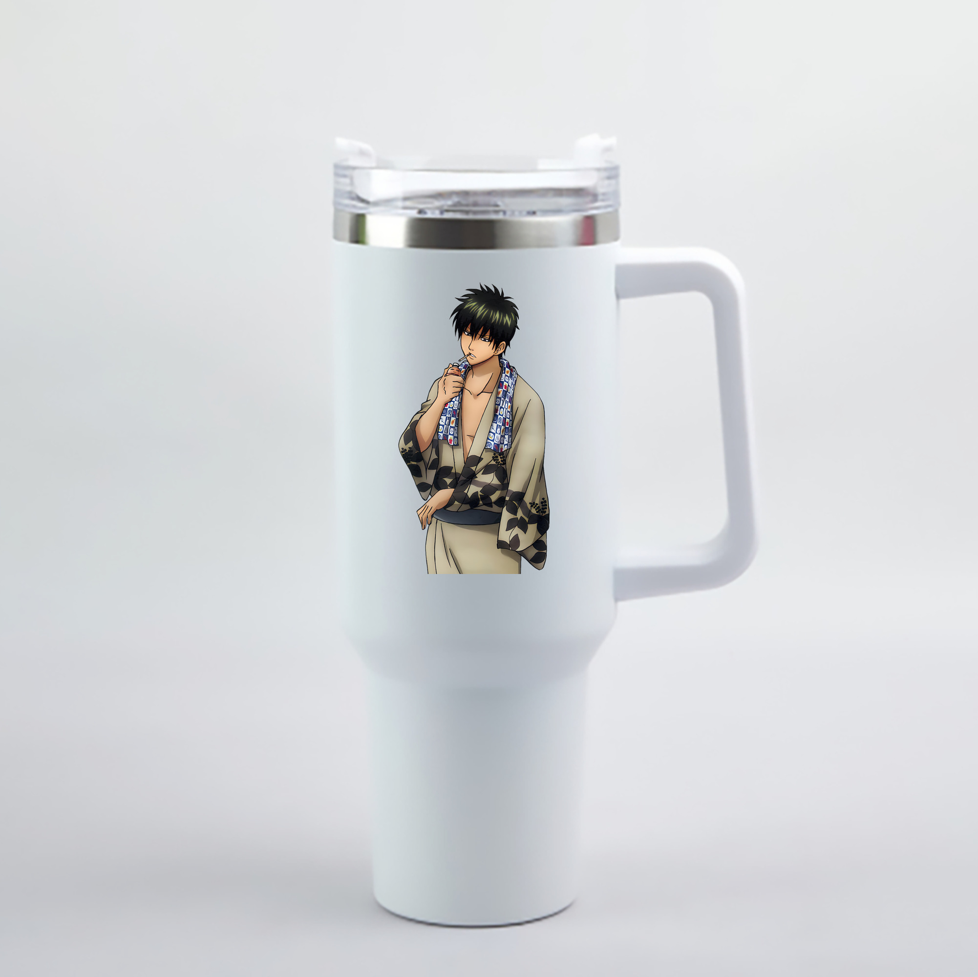 （画像用） ぎんたま 坂田銀時（さかたぎんとき） 神楽 志村新八（しむら しんぱち） GINTAMA Sakata Gintoki Kagura Shimura Shinpachi 1200mL車用タンブラー - クリスタルステッカー（プラスチックストロー付き）