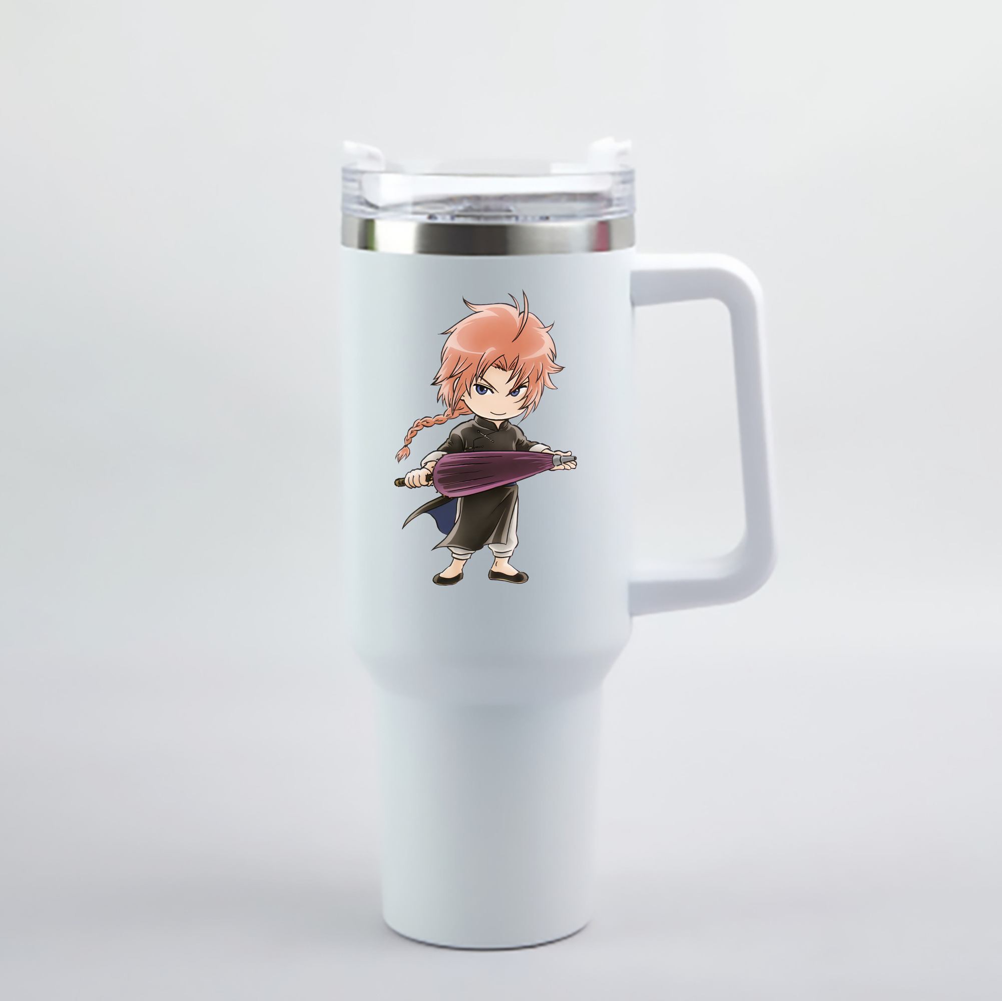 （画像用） ぎんたま 坂田銀時（さかたぎんとき） 神楽 志村新八（しむら しんぱち） GINTAMA Sakata Gintoki Kagura Shimura Shinpachi 1200mL車用タンブラー - クリスタルステッカー（プラスチックストロー付き）