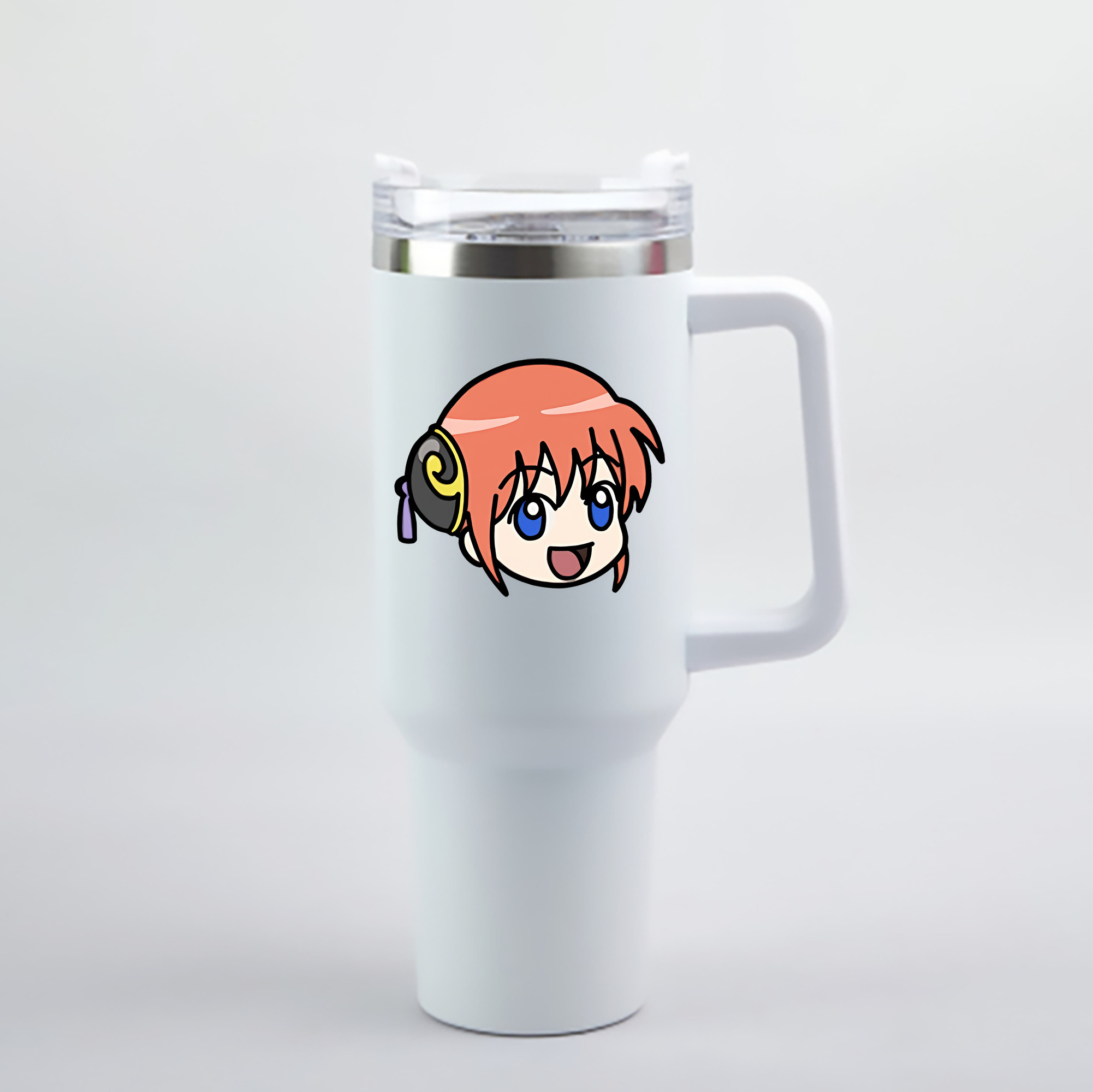 （画像用） ぎんたま 坂田銀時（さかたぎんとき） 神楽 志村新八（しむら しんぱち） GINTAMA Sakata Gintoki Kagura Shimura Shinpachi 1200mL車用タンブラー - クリスタルステッカー（プラスチックストロー付き）