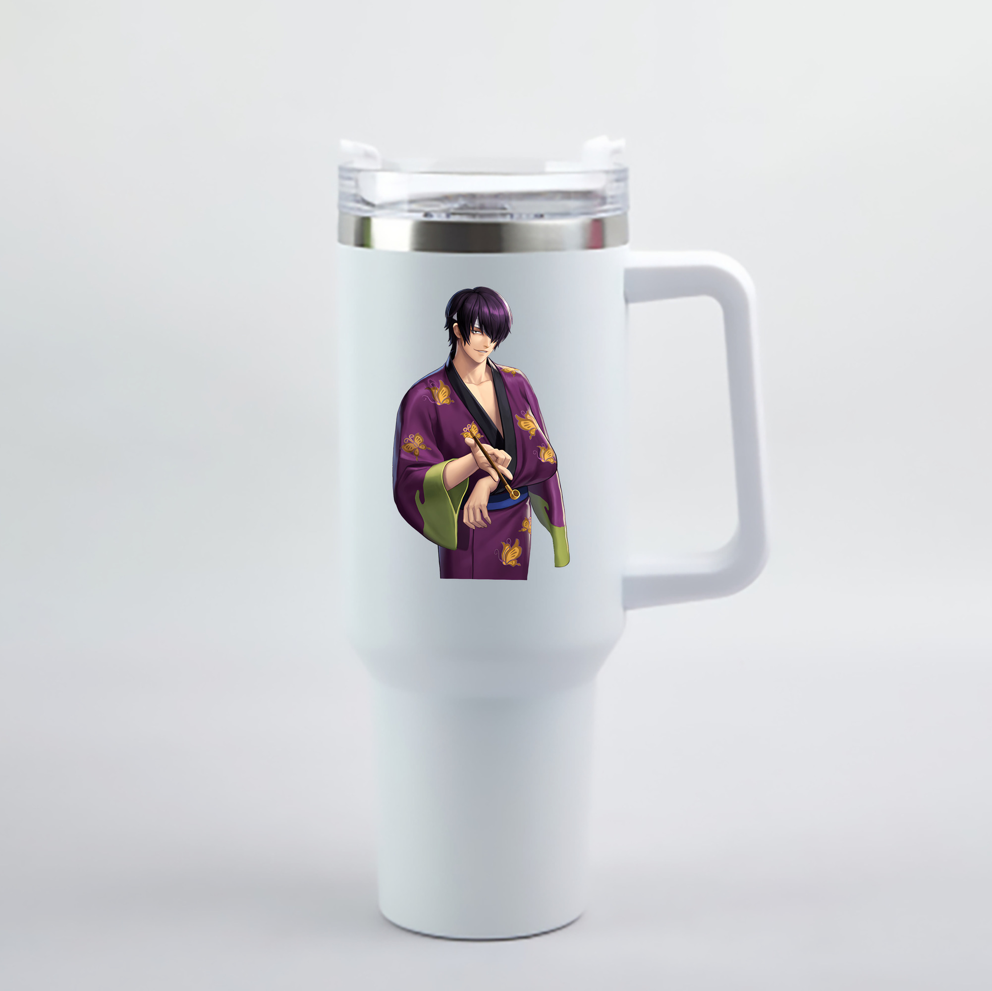 （画像用） ぎんたま 坂田銀時（さかたぎんとき） 神楽 志村新八（しむら しんぱち） GINTAMA Sakata Gintoki Kagura Shimura Shinpachi 1200mL車用タンブラー - クリスタルステッカー（プラスチックストロー付き）