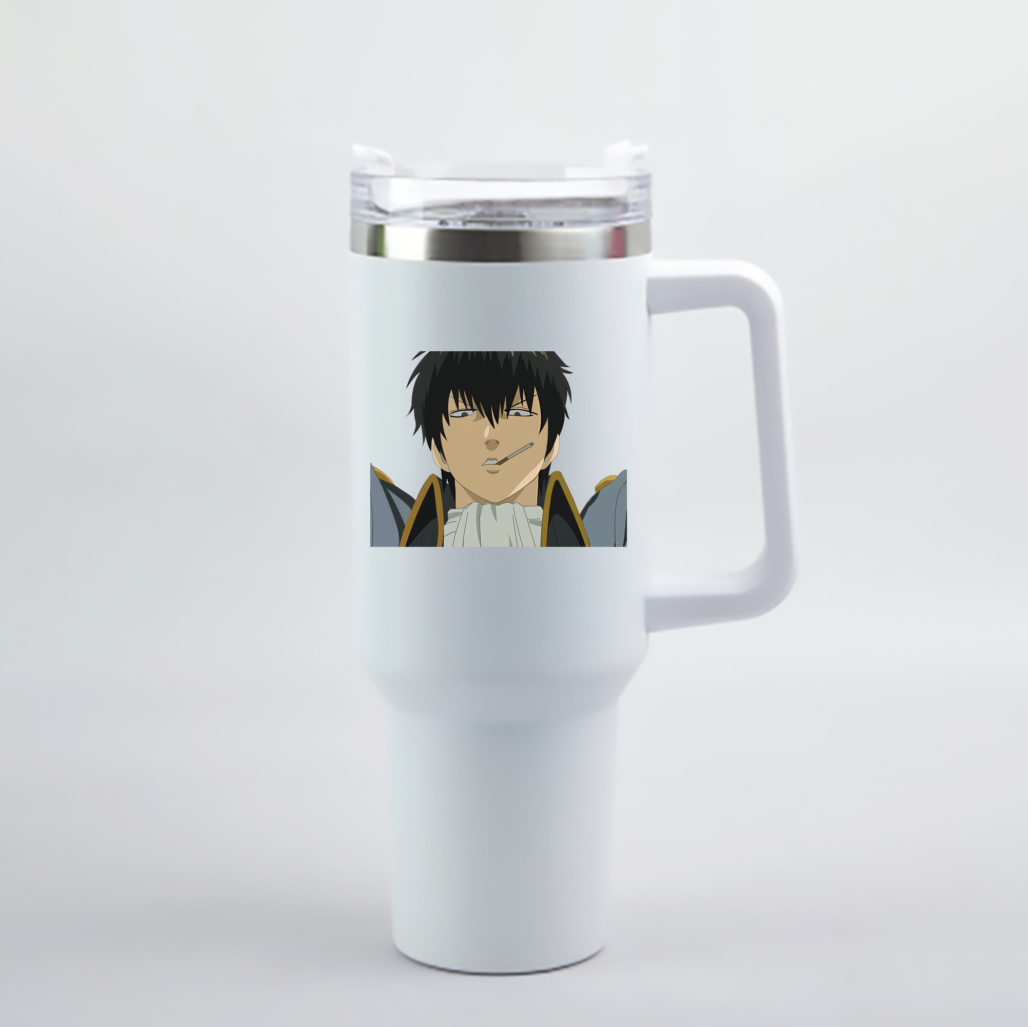 （画像用） ぎんたま 坂田銀時（さかたぎんとき） 神楽 志村新八（しむら しんぱち） GINTAMA Sakata Gintoki Kagura Shimura Shinpachi 1200mL車用タンブラー - クリスタルステッカー（プラスチックストロー付き）