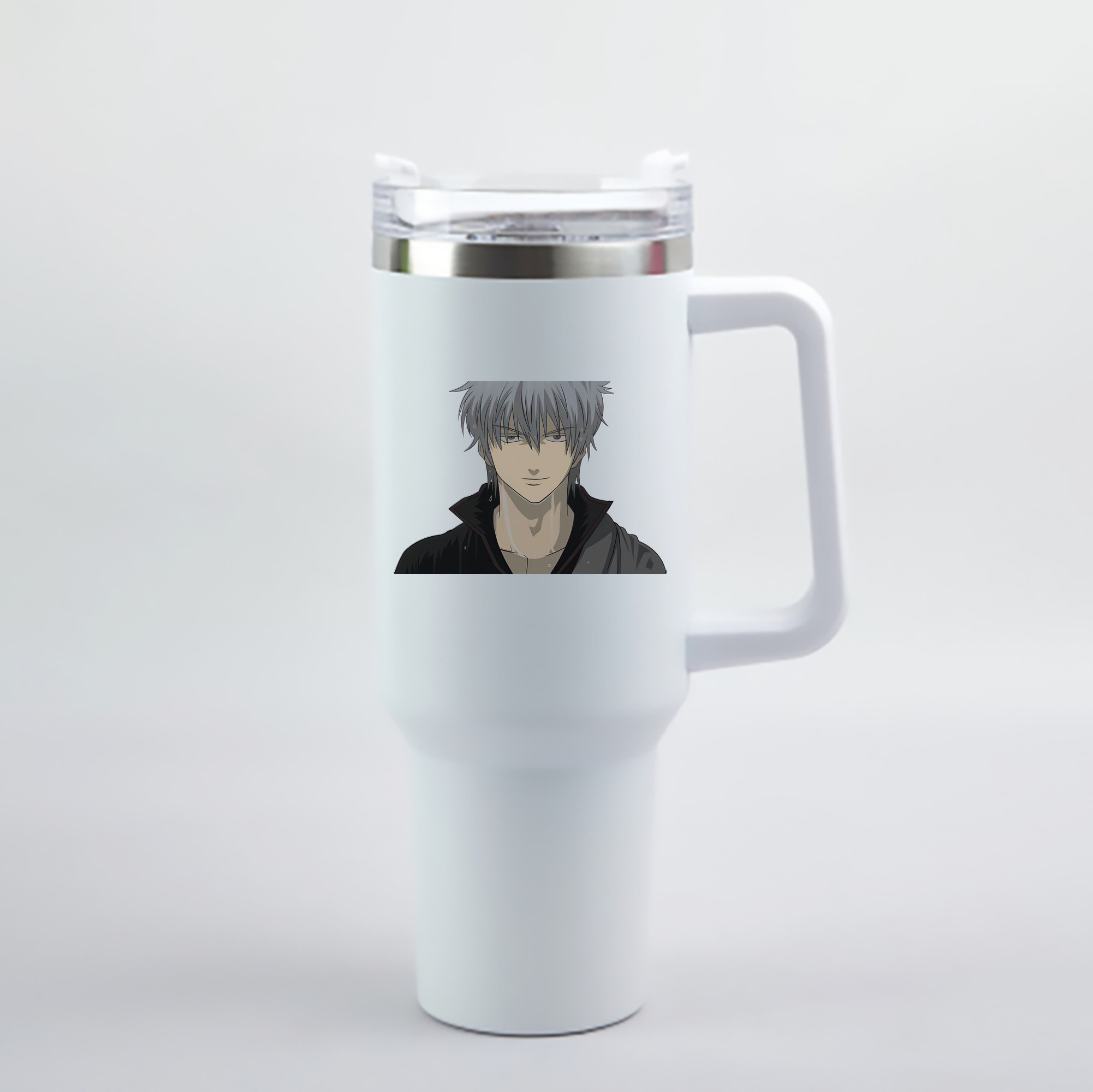 （画像用） ぎんたま 坂田銀時（さかたぎんとき） 神楽 志村新八（しむら しんぱち） GINTAMA Sakata Gintoki Kagura Shimura Shinpachi 1200mL車用タンブラー - クリスタルステッカー（プラスチックストロー付き）