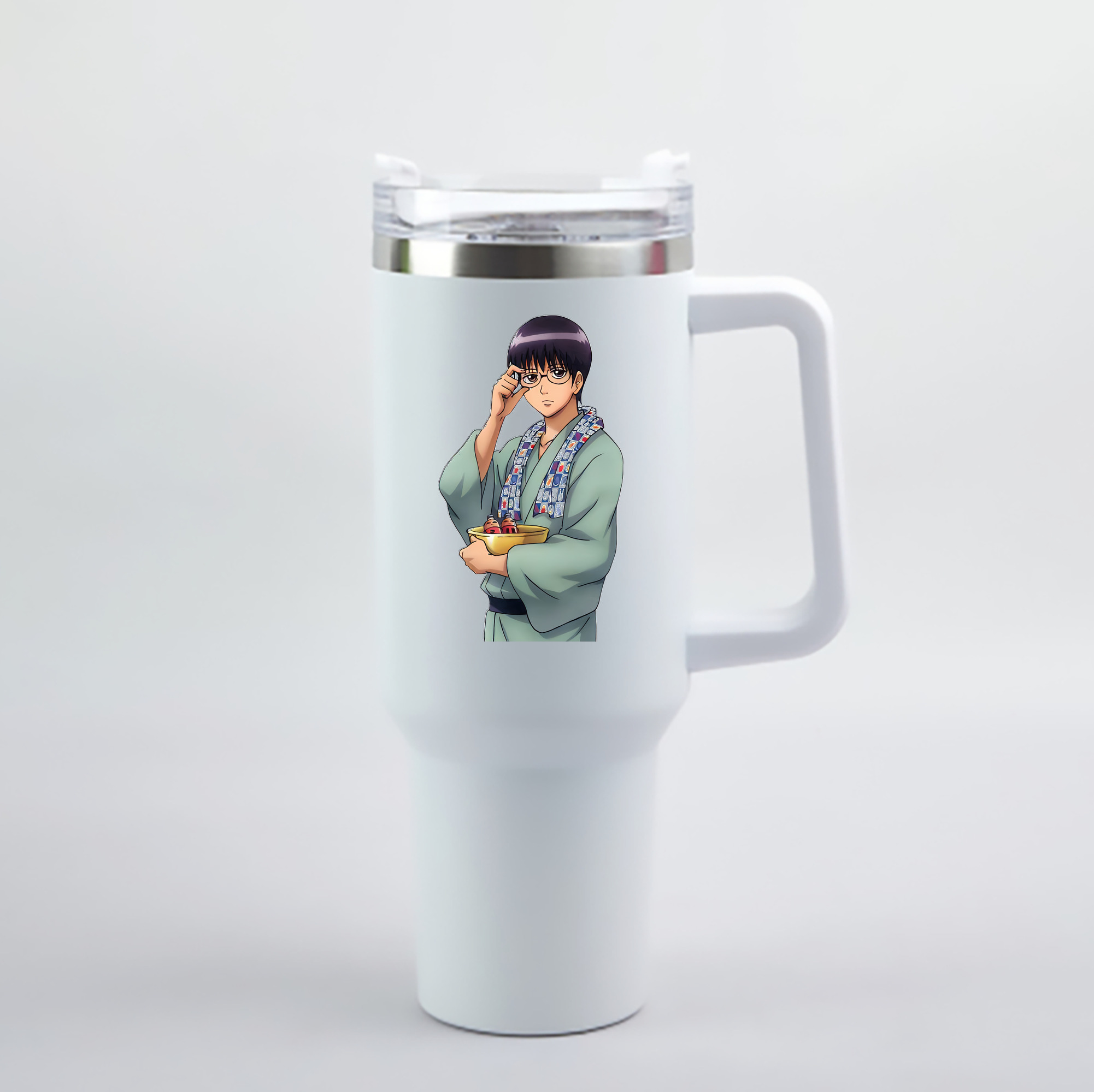 （画像用） ぎんたま 坂田銀時（さかたぎんとき） 神楽 志村新八（しむら しんぱち） GINTAMA Sakata Gintoki Kagura Shimura Shinpachi 1200mL車用タンブラー - クリスタルステッカー（プラスチックストロー付き）