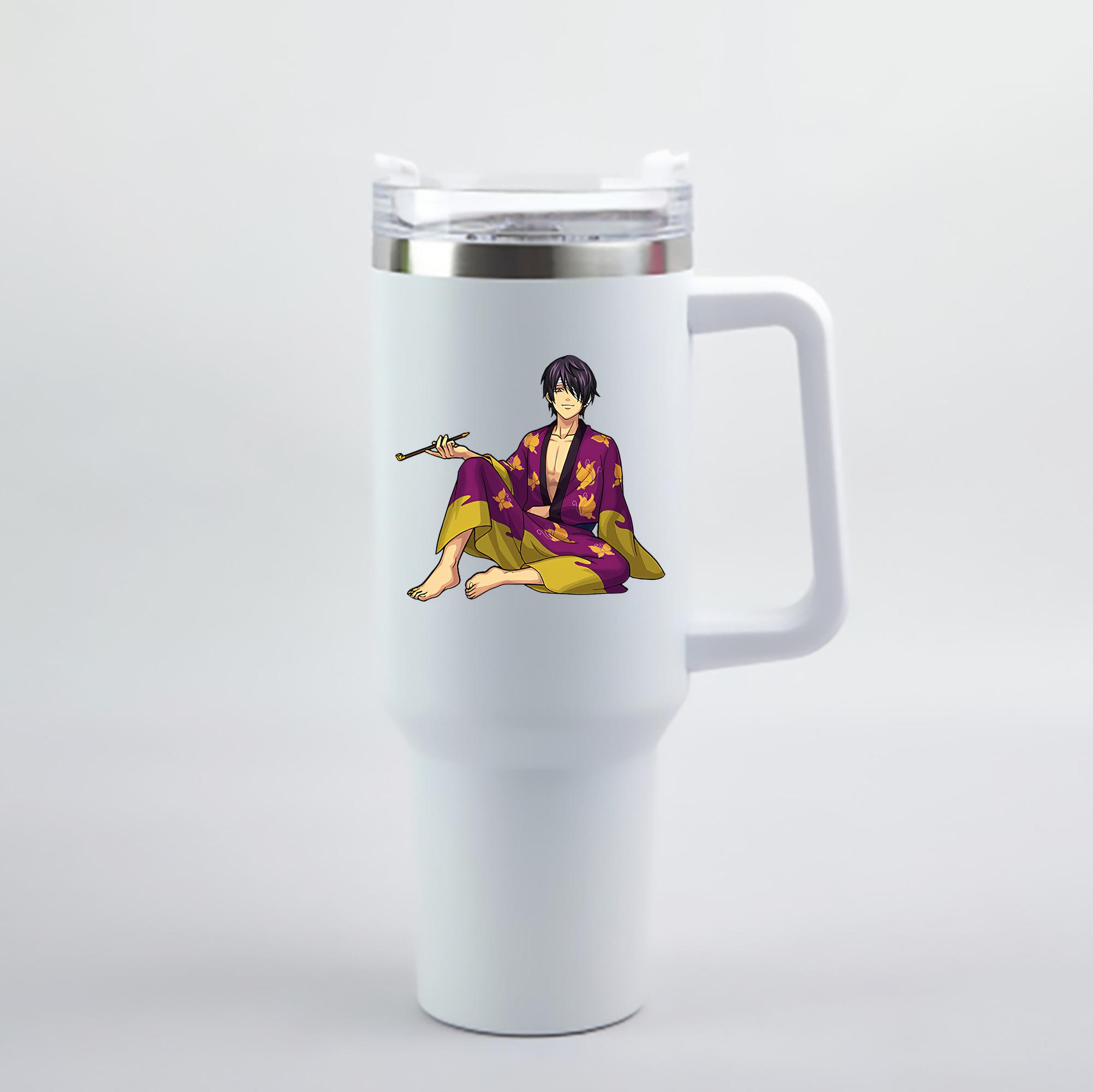 （画像用） ぎんたま 坂田銀時（さかたぎんとき） 神楽 志村新八（しむら しんぱち） GINTAMA Sakata Gintoki Kagura Shimura Shinpachi 1200mL車用タンブラー - クリスタルステッカー（プラスチックストロー付き）