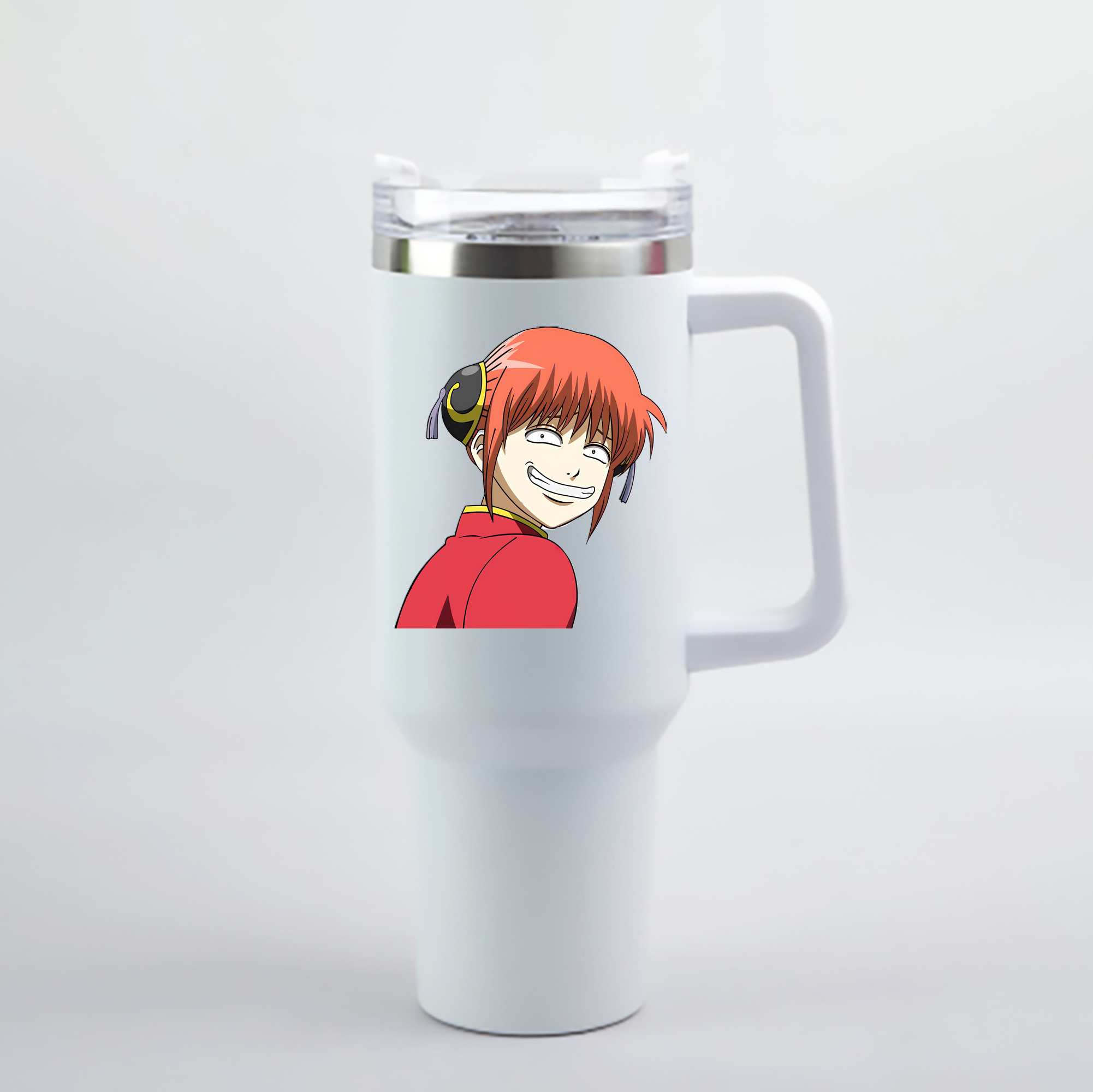 （画像用） ぎんたま 坂田銀時（さかたぎんとき） 神楽 志村新八（しむら しんぱち） GINTAMA Sakata Gintoki Kagura Shimura Shinpachi 1200mL車用タンブラー - クリスタルステッカー（プラスチックストロー付き）