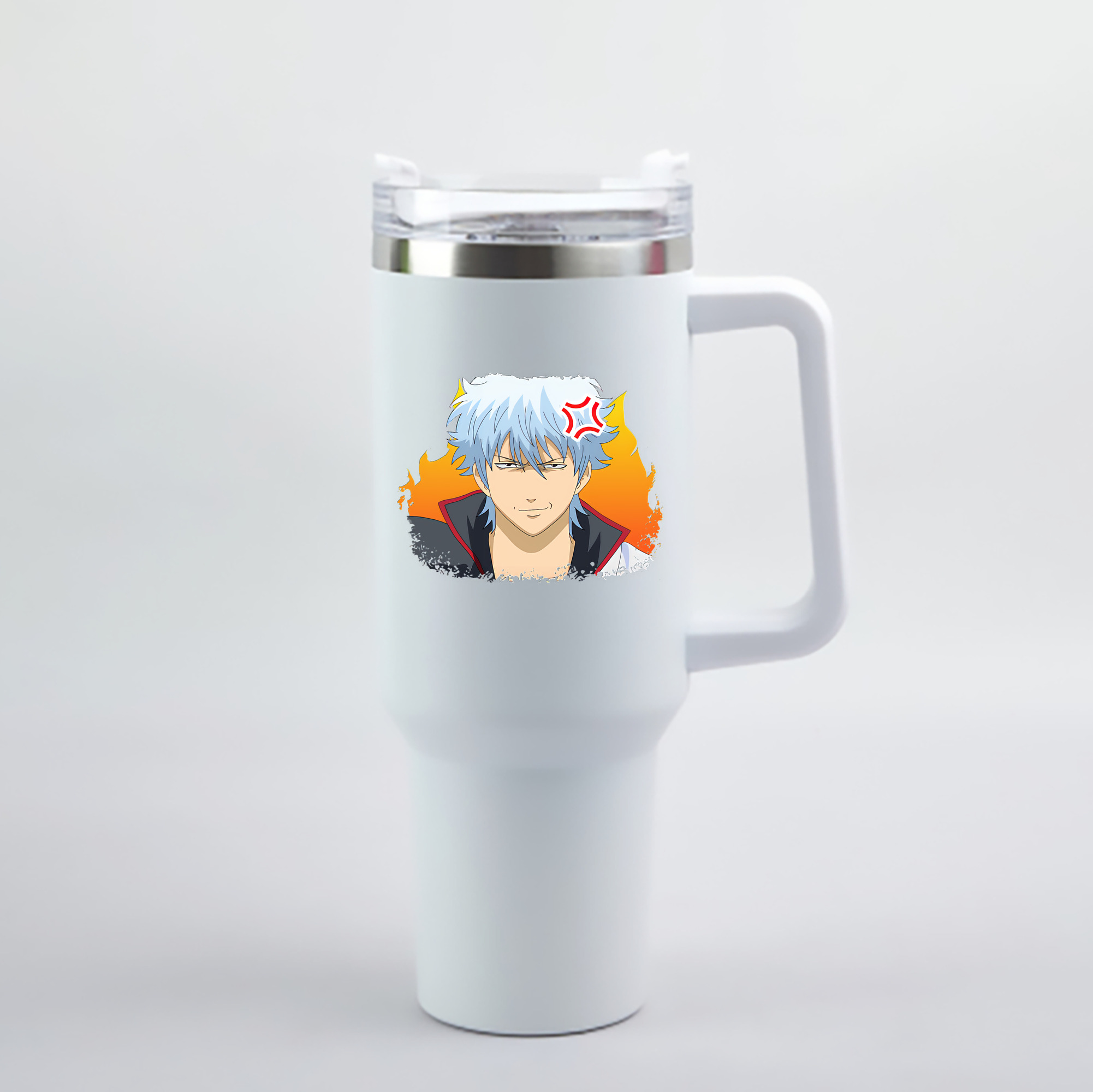 （画像用） ぎんたま 坂田銀時（さかたぎんとき） 神楽 志村新八（しむら しんぱち） GINTAMA Sakata Gintoki Kagura Shimura Shinpachi 1200mL車用タンブラー - クリスタルステッカー（プラスチックストロー付き）