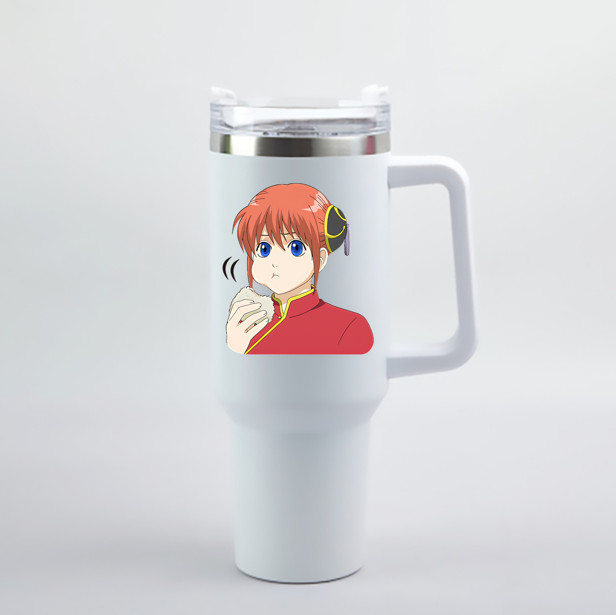 （画像用） ぎんたま 坂田銀時（さかたぎんとき） 神楽 志村新八（しむら しんぱち） GINTAMA Sakata Gintoki Kagura Shimura Shinpachi 1200mL車用タンブラー - クリスタルステッカー（プラスチックストロー付き）