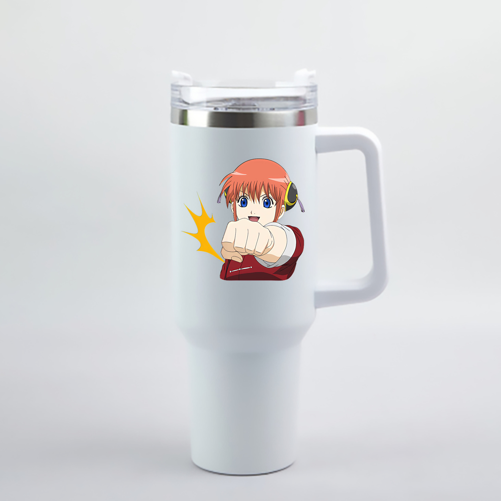 （画像用） ぎんたま 坂田銀時（さかたぎんとき） 神楽 志村新八（しむら しんぱち） GINTAMA Sakata Gintoki Kagura Shimura Shinpachi 1200mL車用タンブラー - クリスタルステッカー（プラスチックストロー付き）