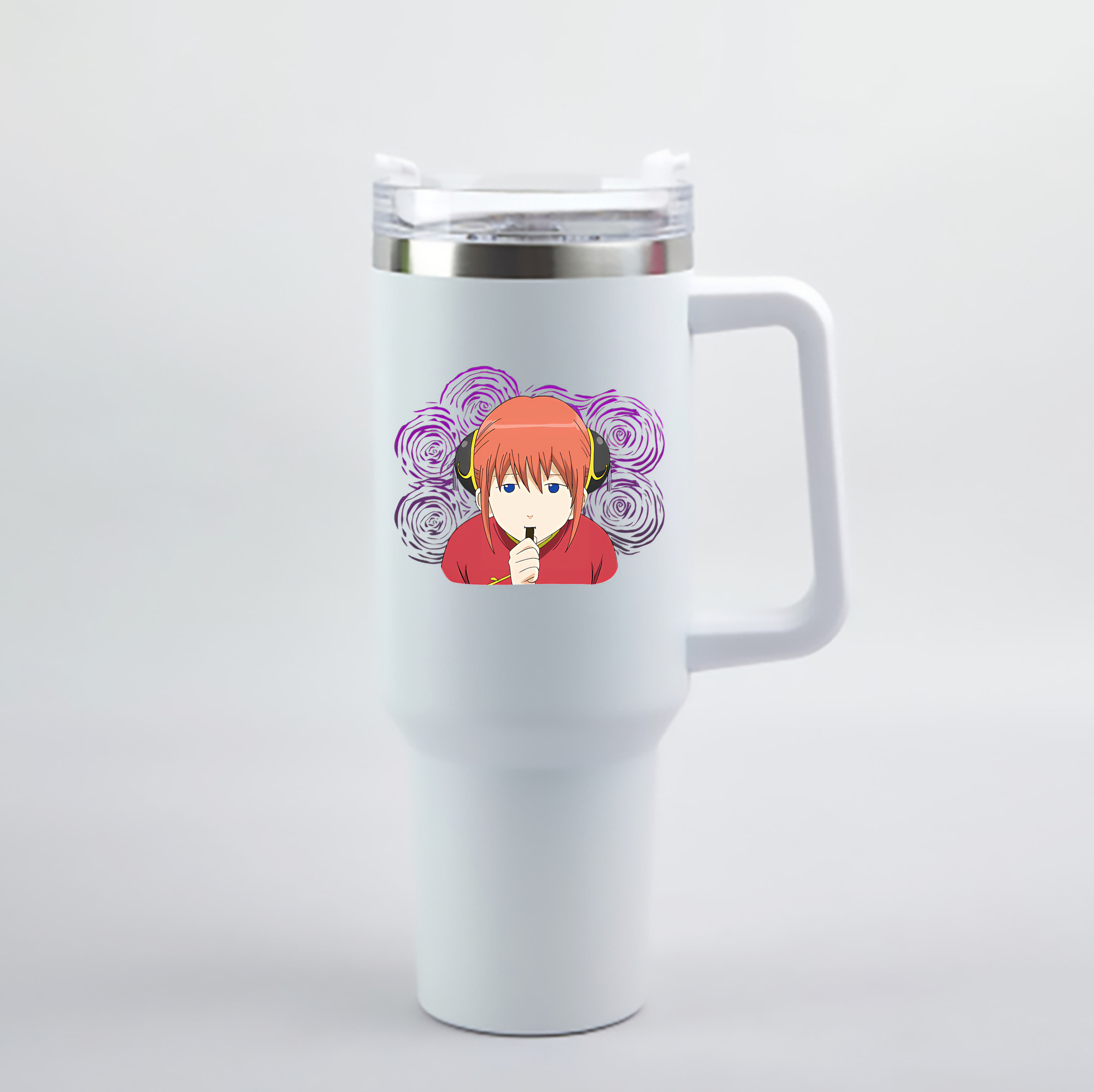（画像用） ぎんたま 坂田銀時（さかたぎんとき） 神楽 志村新八（しむら しんぱち） GINTAMA Sakata Gintoki Kagura Shimura Shinpachi 1200mL車用タンブラー - クリスタルステッカー（プラスチックストロー付き）