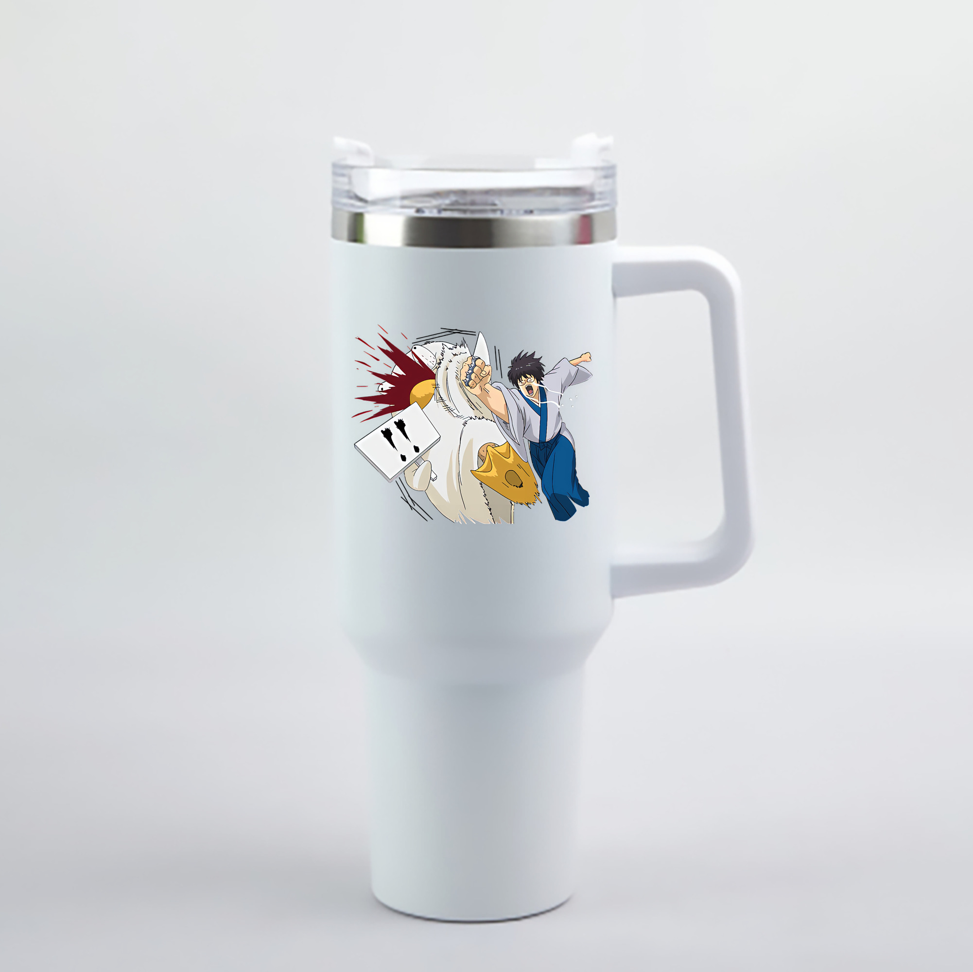 （画像用） ぎんたま 坂田銀時（さかたぎんとき） 神楽 志村新八（しむら しんぱち） GINTAMA Sakata Gintoki Kagura Shimura Shinpachi 1200mL車用タンブラー - クリスタルステッカー（プラスチックストロー付き）